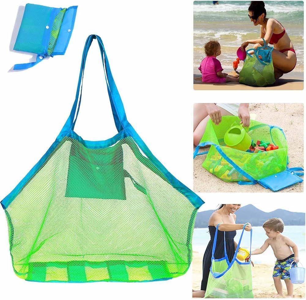 Mesh Extra Large Beach Bags and Totes - Holds Toys, Towels, Sand Away - For Children's Toys, Market, Grocery, Picnic - Image 1