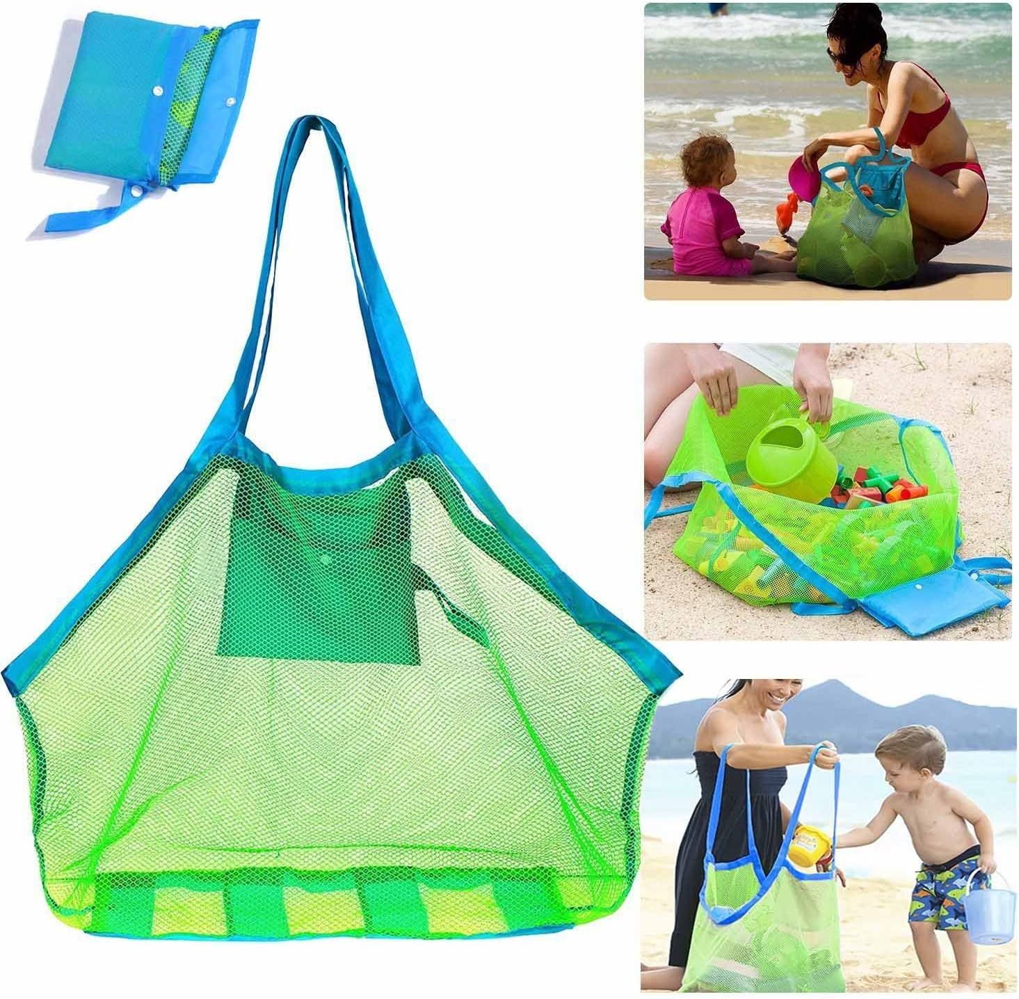 Mesh Extra Large Beach Bags and Totes - Holds Toys, Towels, Sand Away - For Children's Toys, Market, Grocery, Picnic - Image 2