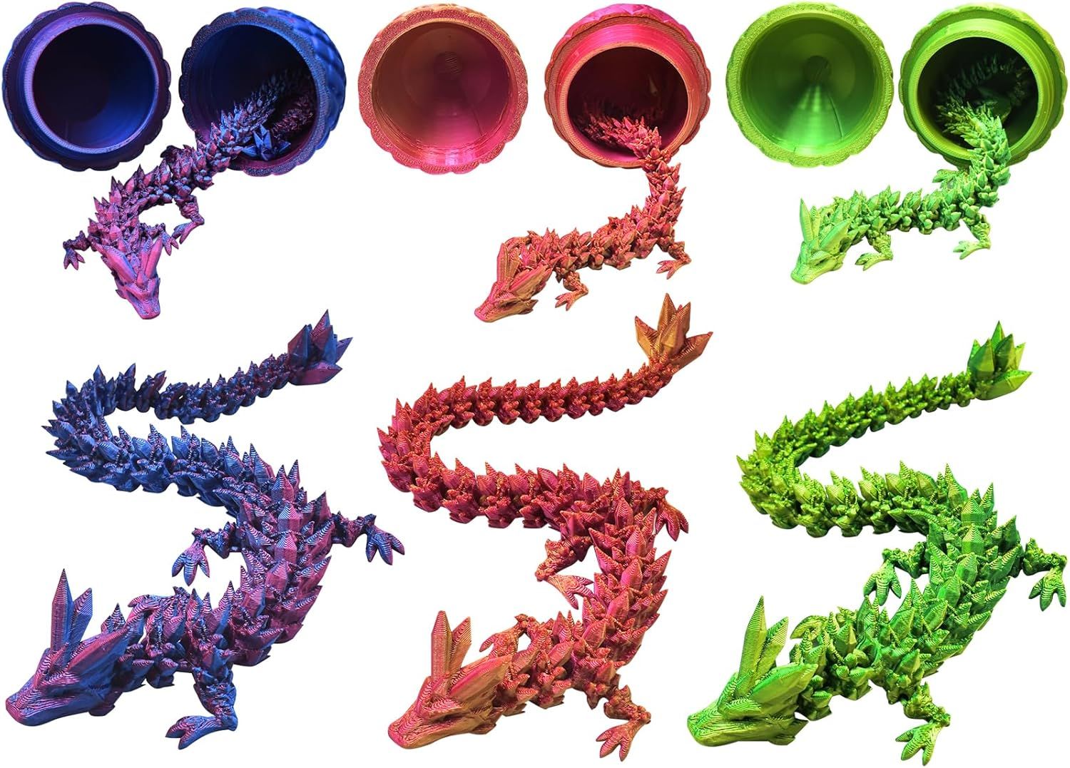3 PCS MINI 3D Printed Dragon in Egg,Full Articulated Crystal Dragon,Flexible Joints Home Decor Executive Desk Toys, Creative Gifts - Image 1