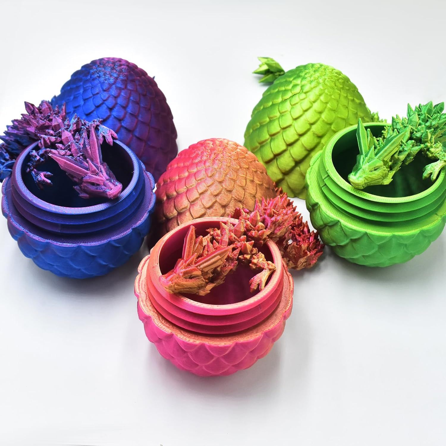 3 PCS MINI 3D Printed Dragon in Egg,Full Articulated Crystal Dragon,Flexible Joints Home Decor Executive Desk Toys, Creative Gifts - Image 3