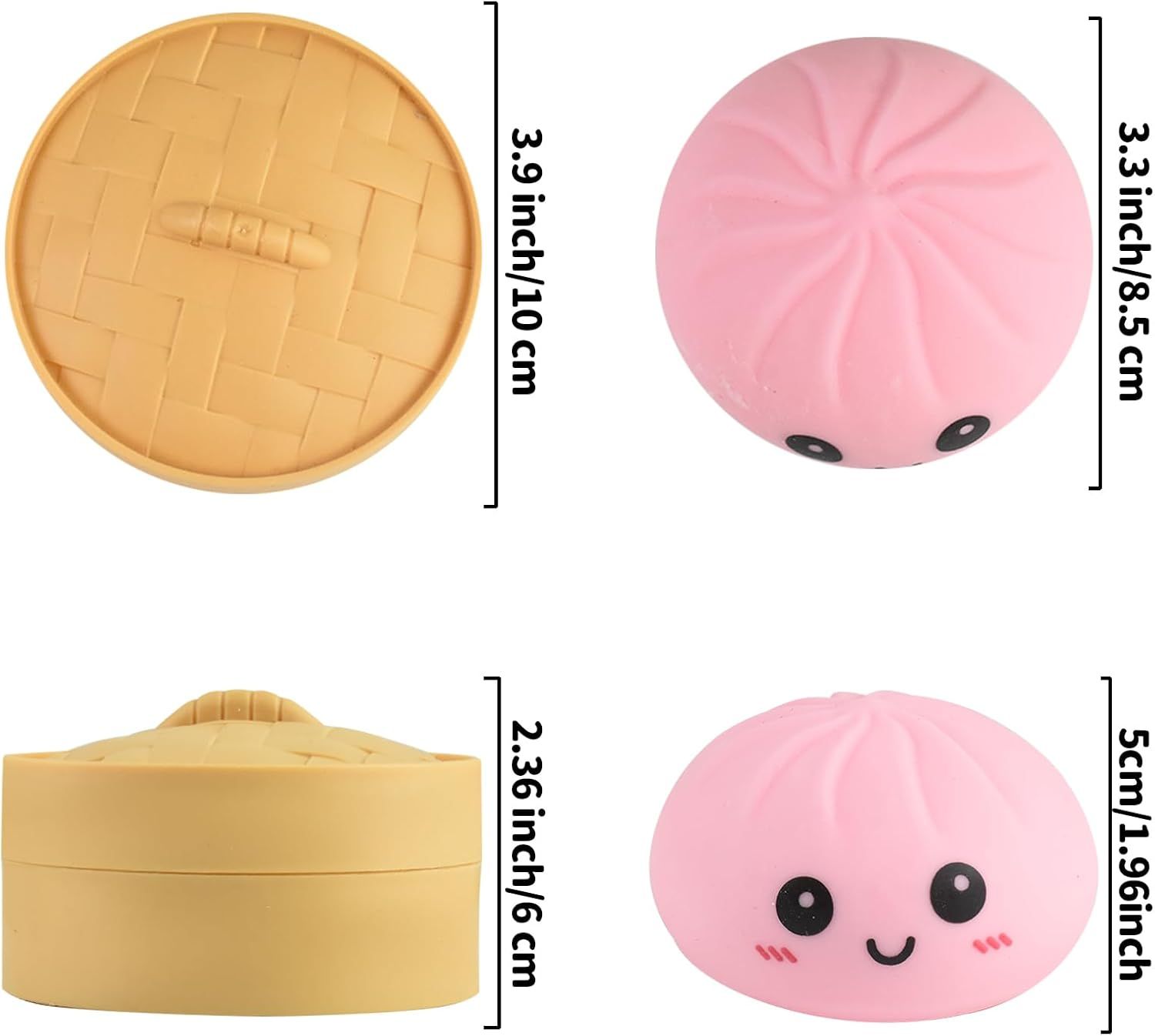 Giant Glitter Smiling face Colorful Dumpling Stress Balls Fidget Sensory Toy,Squeeze Dough Ball Stress Relief Hand Toy,Bun with Food Steamer Stretchy Desk Toys (Green) - Image 8