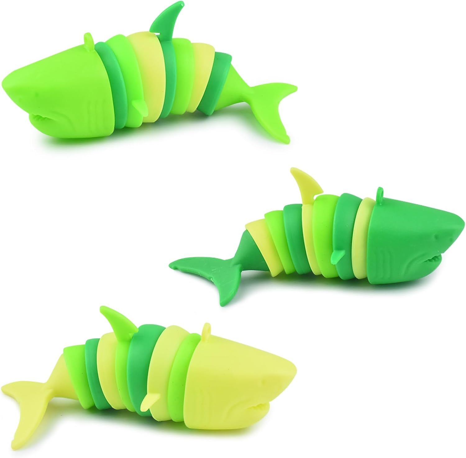 3 PCS Fidget Sharks Toys for Adults,3D Articulated Caterpillar Sensory Stress Relief Flexible Hand Toy, Ideal Party Favor Colorful Office Desk Toys - Image 1