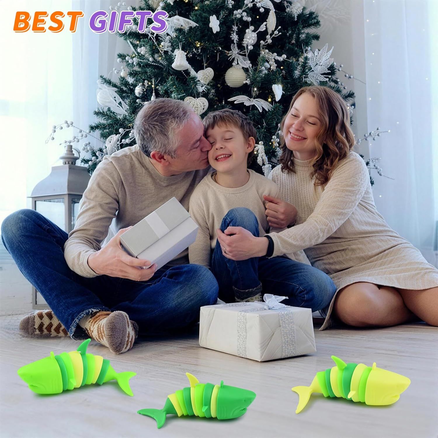 3 PCS Fidget Sharks Toys for Adults,3D Articulated Caterpillar Sensory Stress Relief Flexible Hand Toy, Ideal Party Favor Colorful Office Desk Toys - Image 7