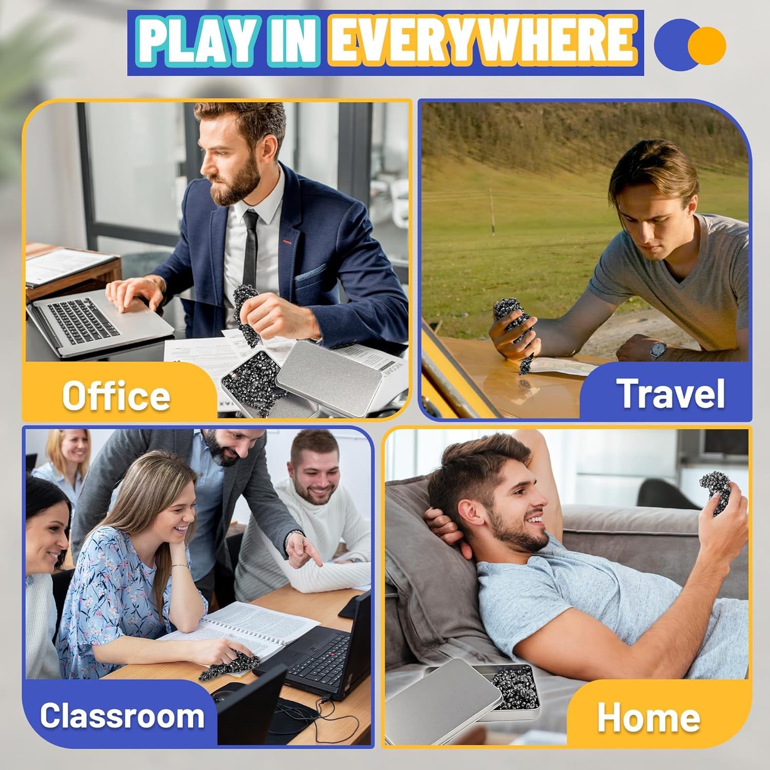 Fidget Toy for Adults Cool Gadgets Gifts for Teen Boys Girls 300pc Office Desk Stuff for Mens ADHD Tools Sensory Autism Stress Anxiety Fidgets Beads Balls Ferrite Putty Stones Easter Basket Stuffer - Image 5