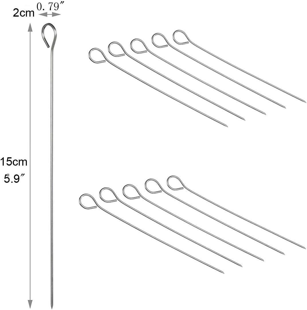 5.9 Inch Stainless Steel Skewer Grilling Shish Kebob,Cocktail Sticks,Reusable Martini Glass Picks 50pcs - Image 2