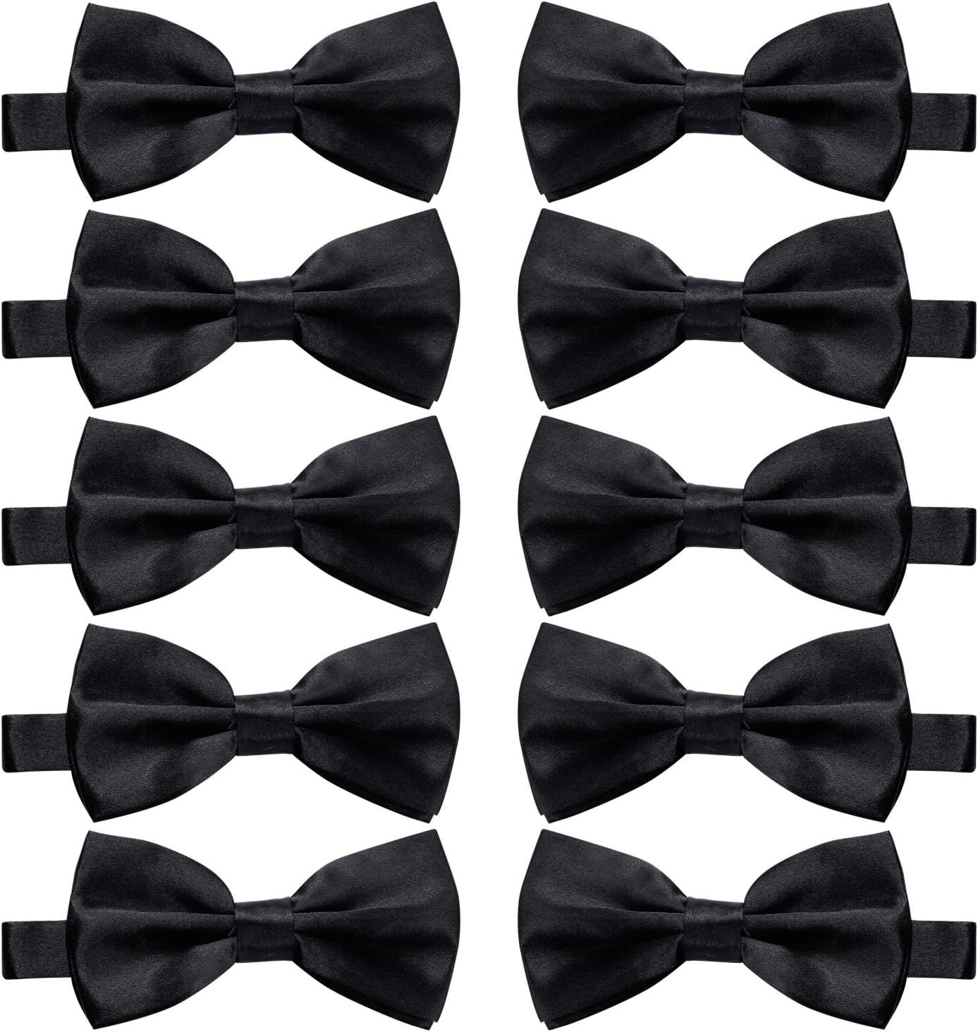 10 Pcs Elegant black Pre-tied Bow ties Formal Tuxedo Bowtie Set with Adjustable Neck Band,Gift Idea For Men And Boys - Image 1