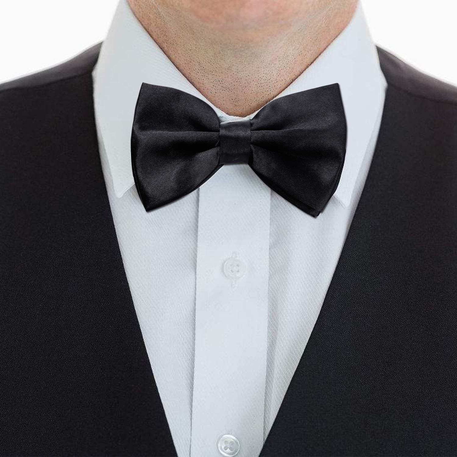 10 Pcs Elegant black Pre-tied Bow ties Formal Tuxedo Bowtie Set with Adjustable Neck Band,Gift Idea For Men And Boys - Image 4