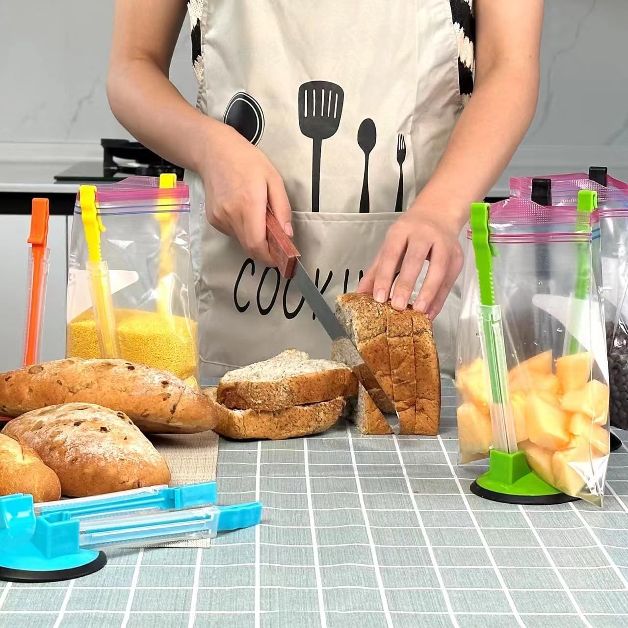 Baggy Rack -（8 colors）,Food Storage Bags Clip, For Food Prep Bag/Plastic Freezer Bag/Ziploc Bag Holder Stand,Meal Planning/prep Bag Holders. - Image 7