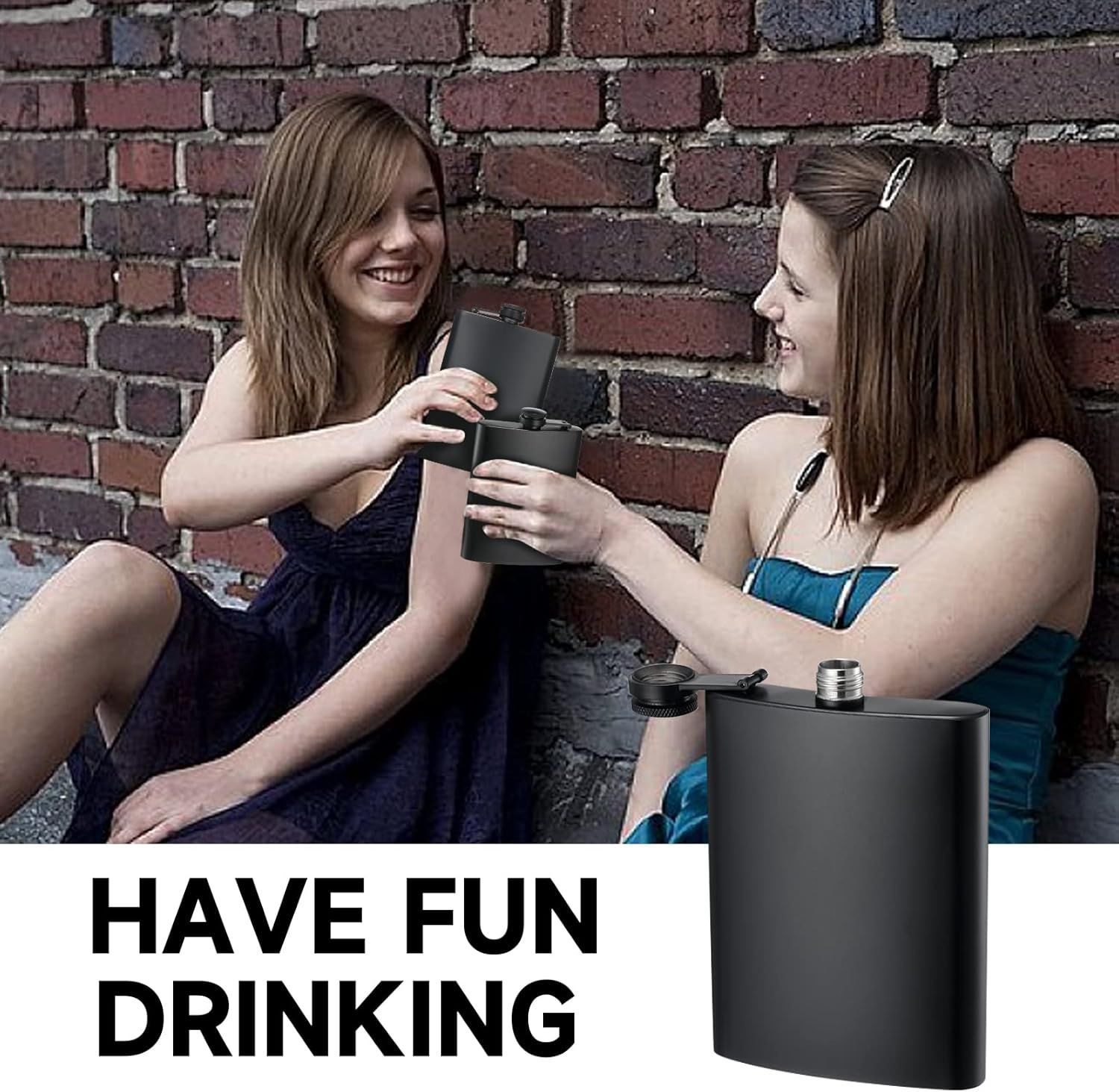 2 Pack Hip Flasks for Liquor, 8 Oz & 12 Oz Stainless Steel Leakproof Thin Flasks with Funnel for Men & Women (Matte Black) - Image 5