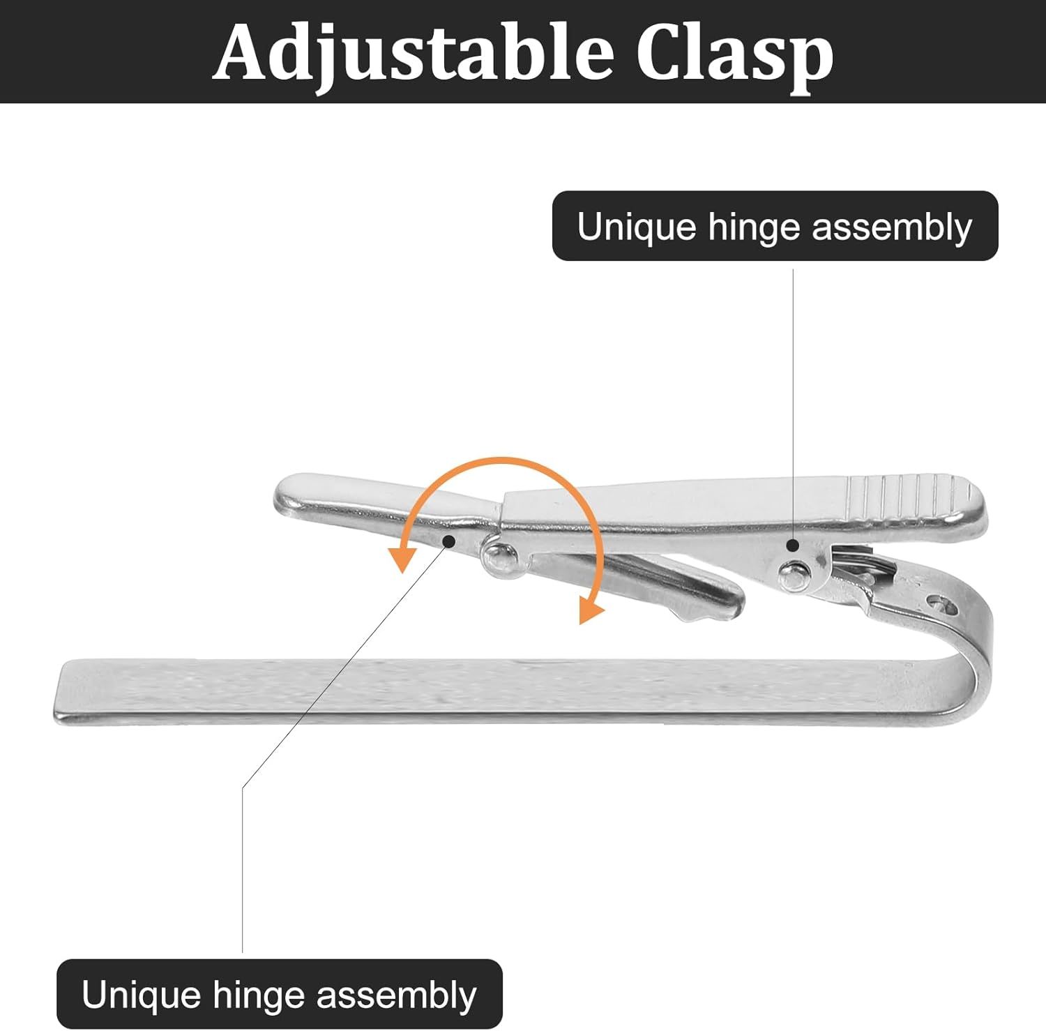 3 Pack Silver Tie Clips for Men, Classic Tie Clips for Men Silver with Adjustable Clasp Ideal for Professional Office Wear and Formal Events - Image 3