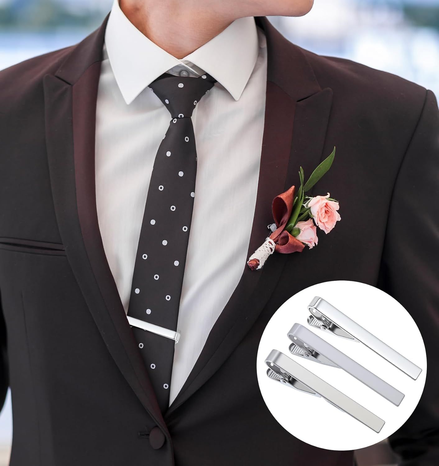 3 Pack Silver Tie Clips for Men, Classic Tie Clips for Men Silver with Adjustable Clasp Ideal for Professional Office Wear and Formal Events - Image 4