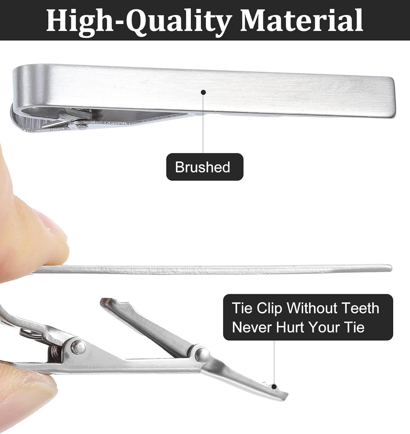 3 Pack Silver Tie Clips for Men, Classic Tie Clips for Men Silver with Adjustable Clasp Ideal for Professional Office Wear and Formal Events - Image 5