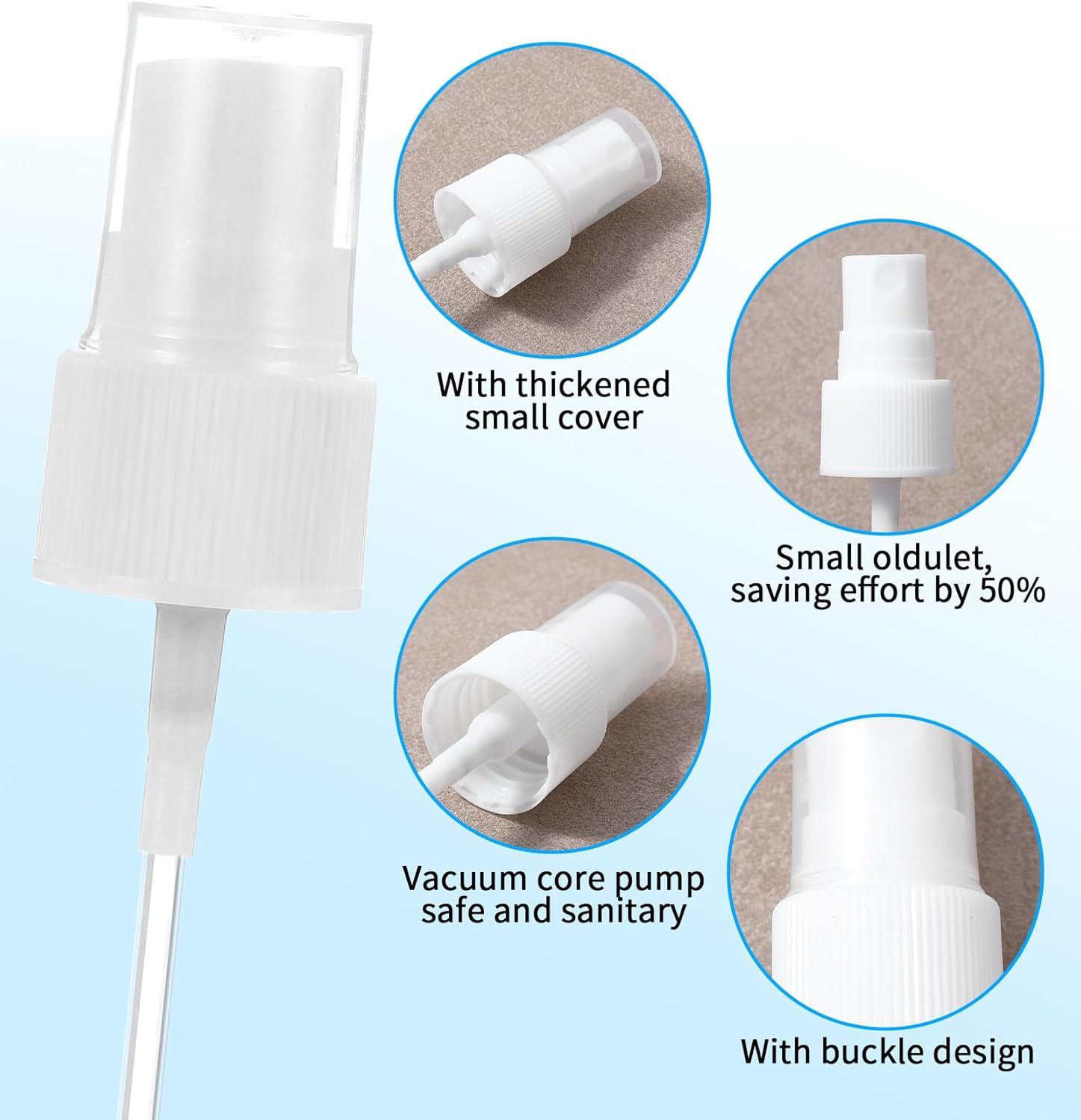 8 Pcs Spray Cap for Glycolic Acid, Spray Tops for Toner Bottles (White) - Image 3