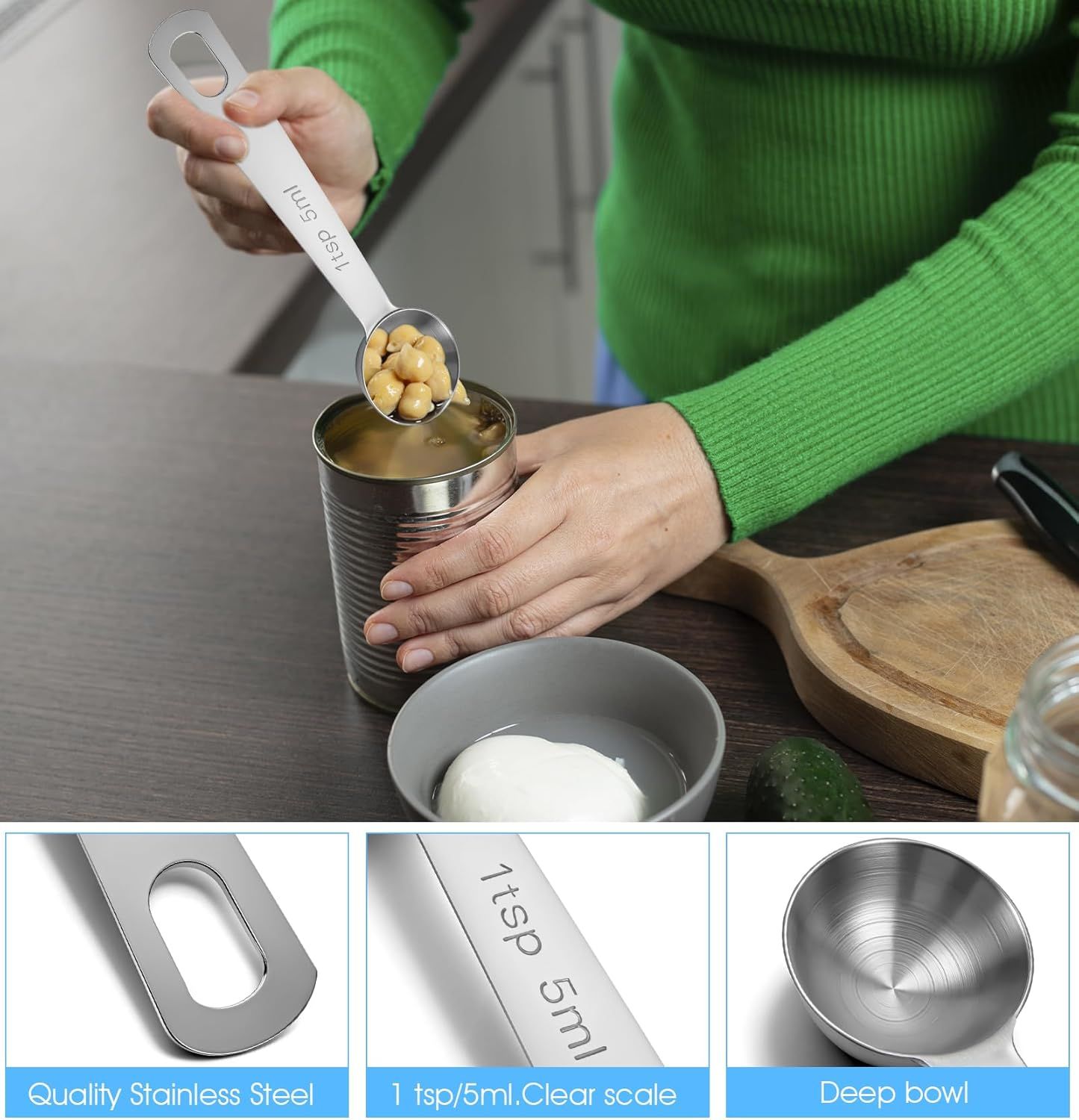 1 Teaspoon Measuring Spoons, 3Pcs Stainless Steel Short Design Kitchen Tools for Precise Cooking, Baking and Spices Measurement, 5ml - Image 4