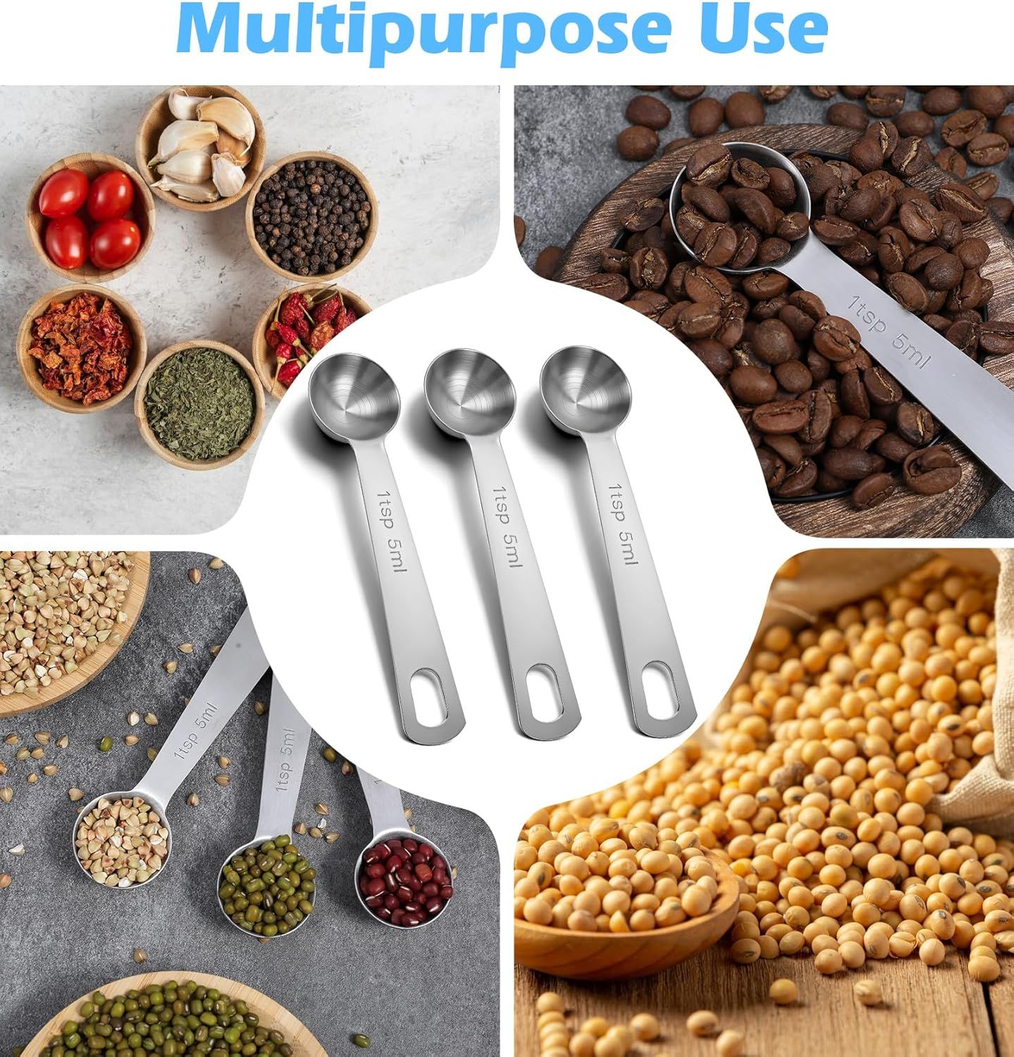 1 Teaspoon Measuring Spoons, 3Pcs Stainless Steel Short Design Kitchen Tools for Precise Cooking, Baking and Spices Measurement, 5ml - Image 7