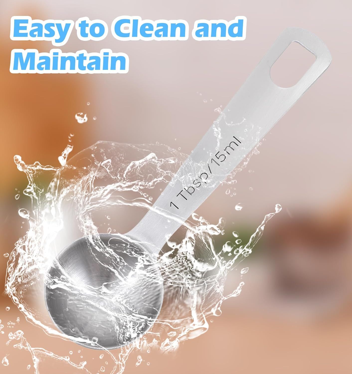 1 Tablespoon Measuring Spoon, 3PCS Stainless Steel Single Measuring Spoon, 3 Tsp/1 Tbsp Marked, Durable Rust Resistant Metal for Cooking Baking Coffee Sugar (Silver, 15 Ml) - Image 6