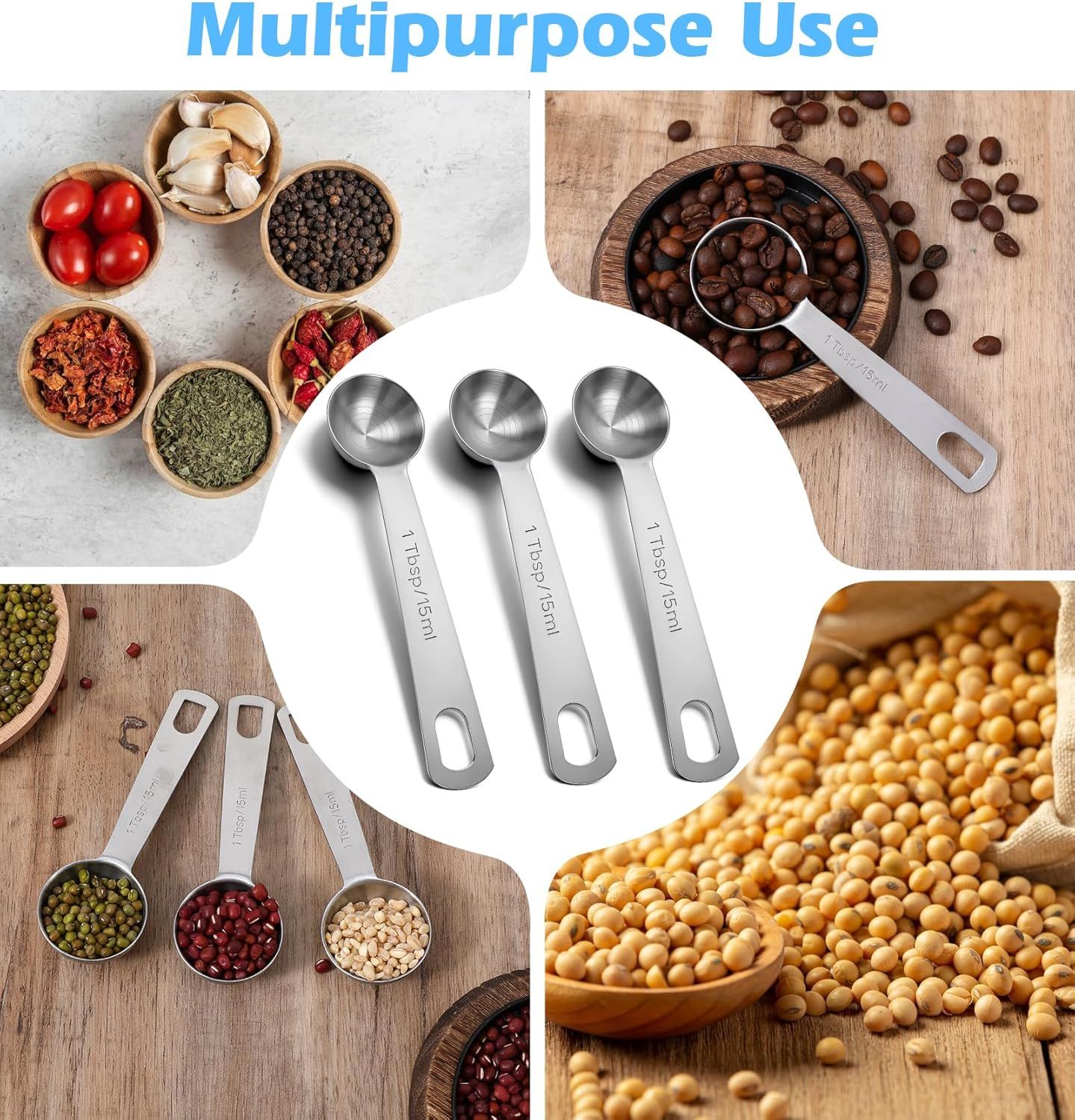 1 Tablespoon Measuring Spoon, 3PCS Stainless Steel Single Measuring Spoon, 3 Tsp/1 Tbsp Marked, Durable Rust Resistant Metal for Cooking Baking Coffee Sugar (Silver, 15 Ml) - Image 7