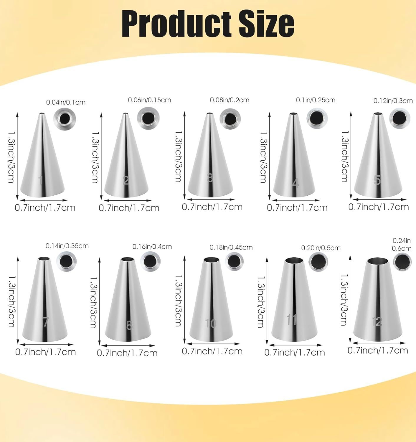 10 Pcs Round Piping Tips, Frosting Tips for Decorating Ideal for Frosting Cupcakes, Cakes, and Cookies (Ten models) - Image 3