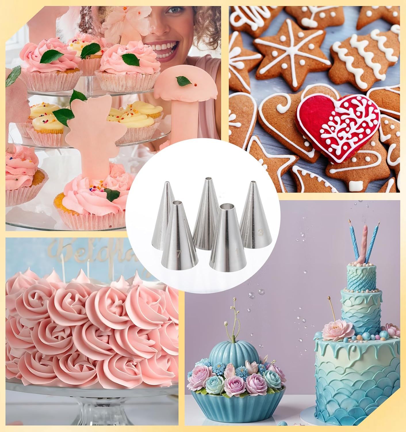 10 Pcs Round Piping Tips, Frosting Tips for Decorating Ideal for Frosting Cupcakes, Cakes, and Cookies (Ten models) - Image 7