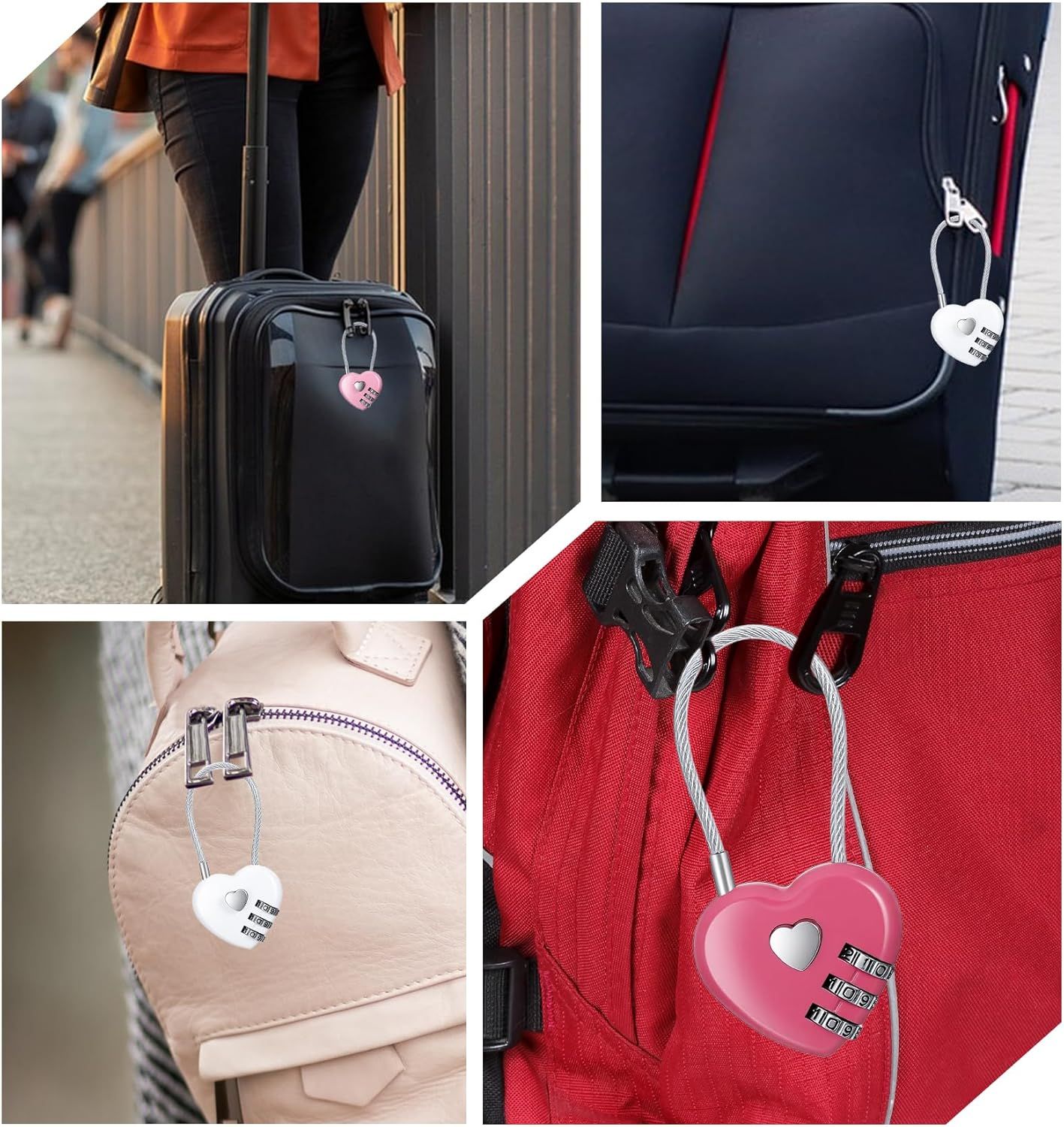 Pink Locker Lock, 3Pcs Heart Shaped Lock, Heart Locks for Suitcase & Locker (3 Colors) - Image 5