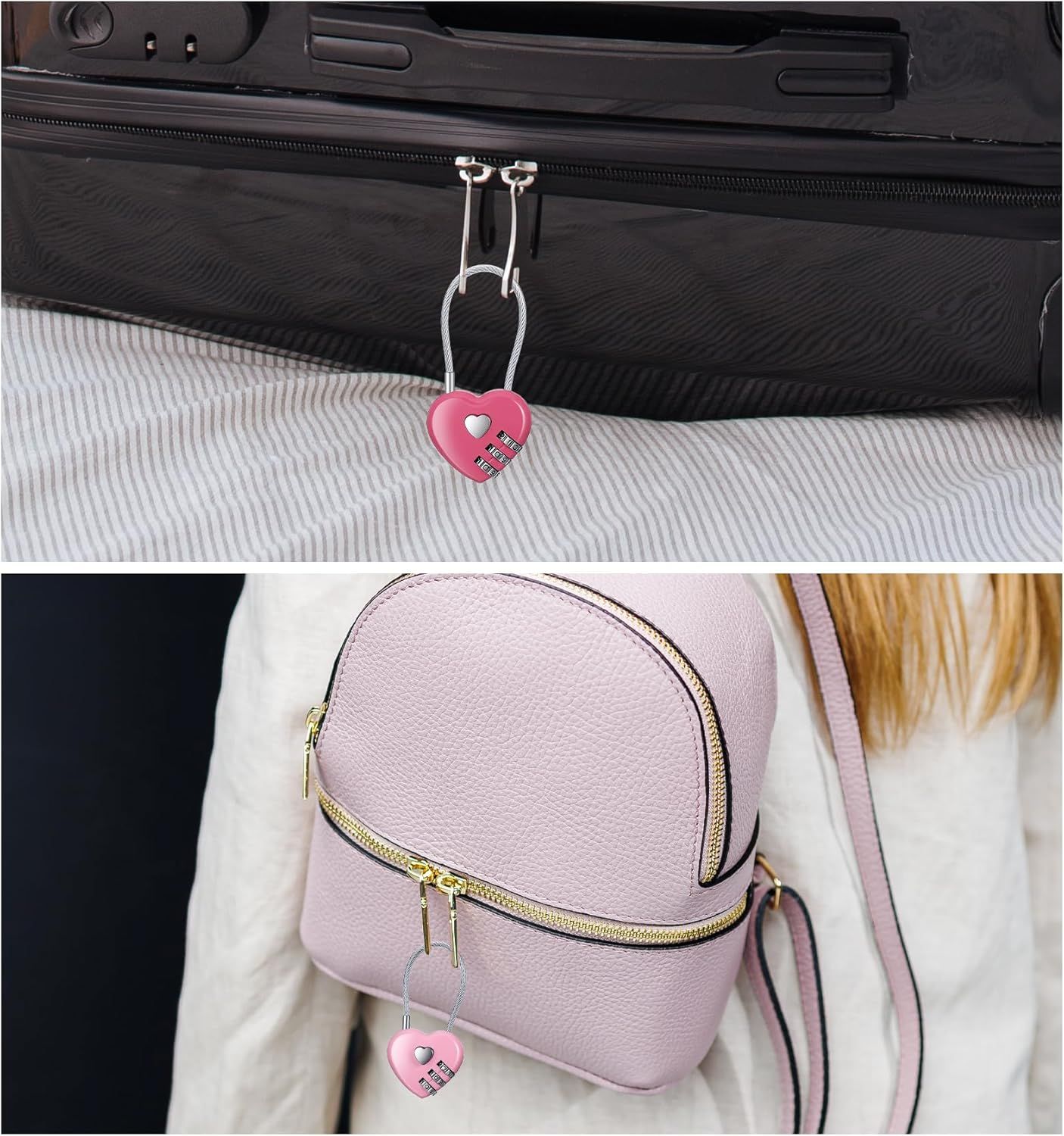 Pink Locker Lock, 3Pcs Heart Shaped Lock, Heart Locks for Suitcase & Locker (3 Colors) - Image 6