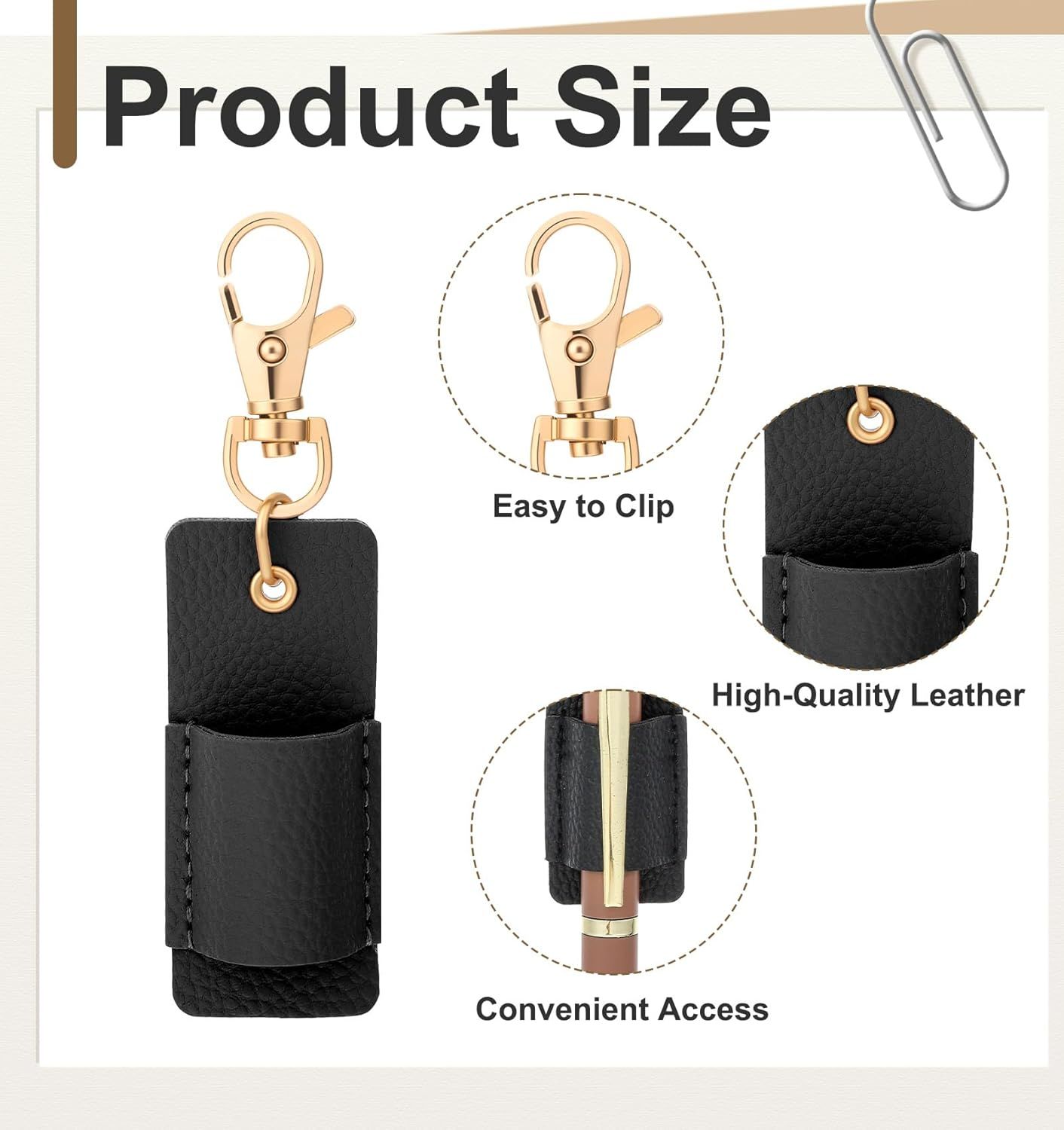 Lanyard Pen Holder, 4 Pcs Anti-lost Leather Badge Pen Holder for Lanyard & Badge Reel (Multi-colored) - Image 2