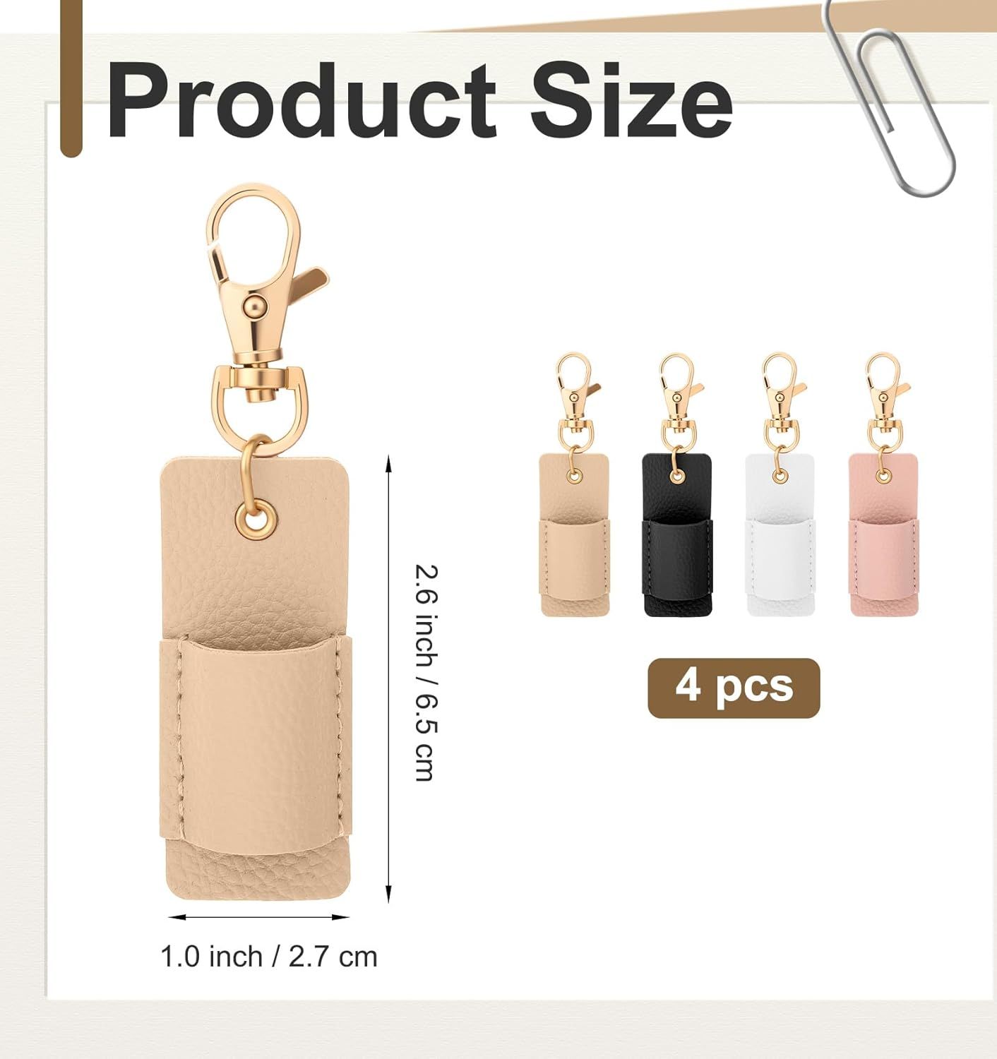 Lanyard Pen Holder, 4 Pcs Anti-lost Leather Badge Pen Holder for Lanyard & Badge Reel (Multi-colored) - Image 3