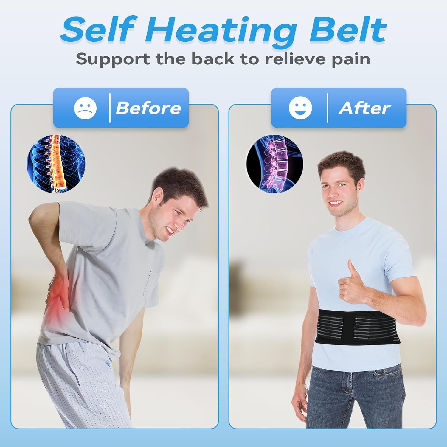 Back Support with Magnet, Tourmaline Magnetic Back Braces for Lower Back Pain Relief, Self Heating & Soothing Waist Band, Lumbar Support Belt for Herniated Disc/Sciatica (Medium) - Image 4