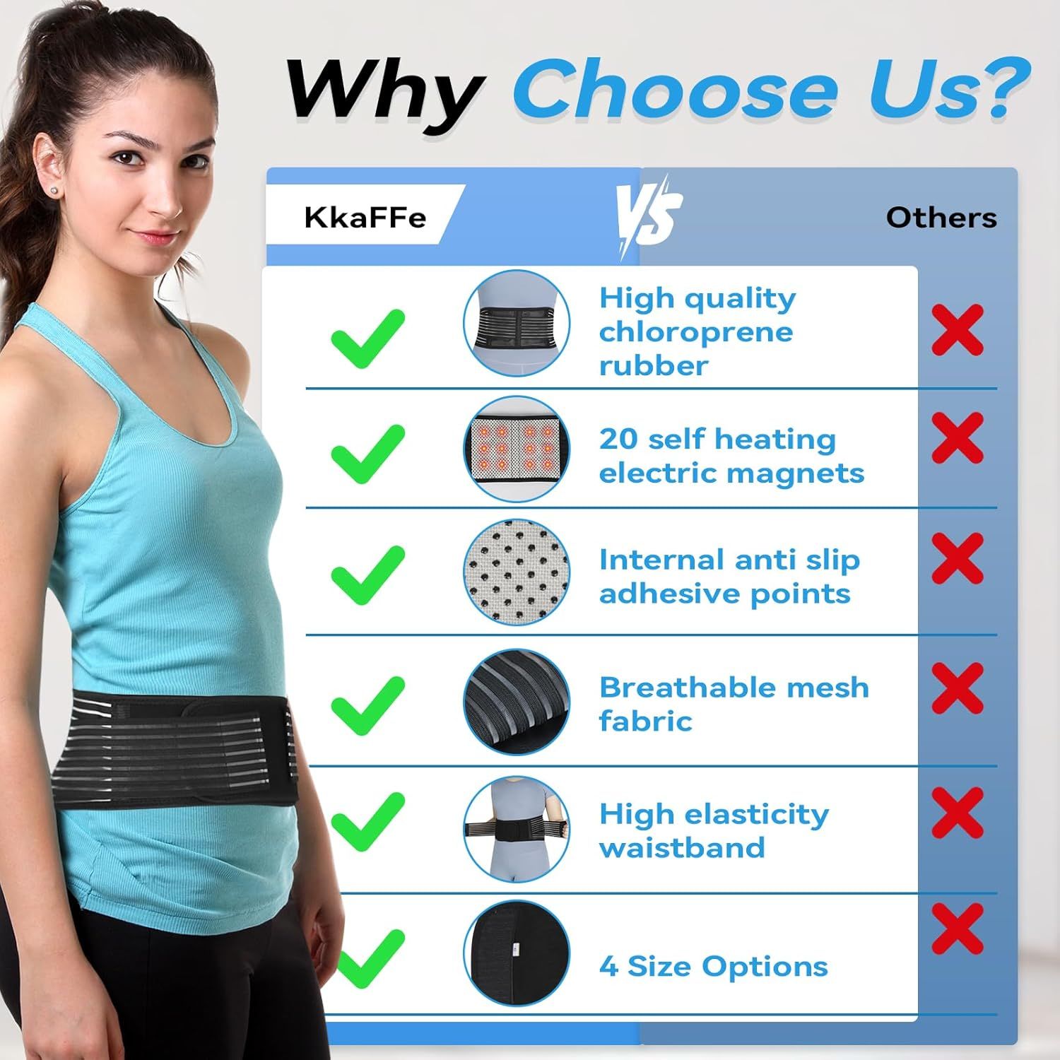 Back Support with Magnet, Tourmaline Magnetic Back Braces for Lower Back Pain Relief, Self Heating & Soothing Waist Band, Lumbar Support Belt for Herniated Disc/Sciatica (Medium) - Image 5