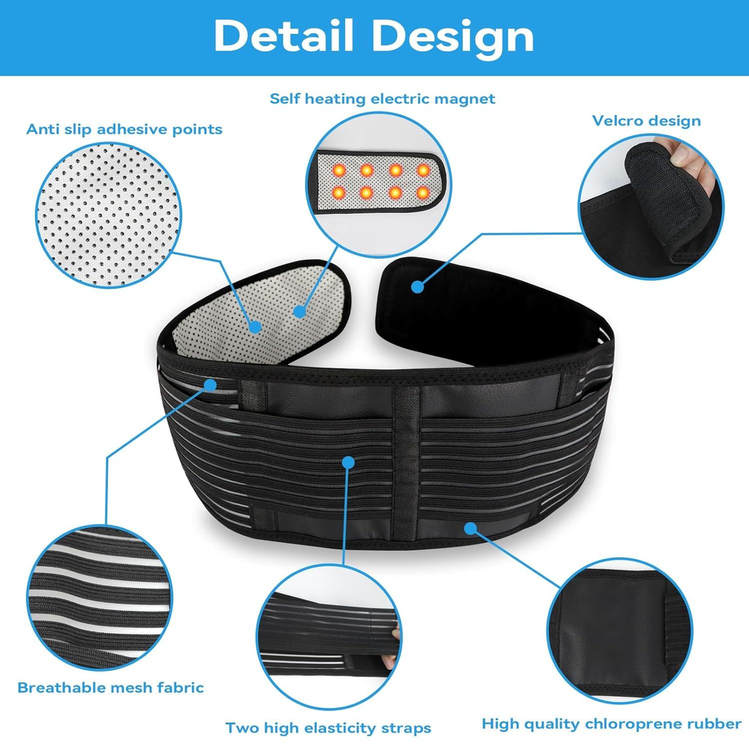 Back Support with Magnet, Tourmaline Magnetic Back Braces for Lower Back Pain Relief, Self Heating & Soothing Waist Band, Lumbar Support Belt for Herniated Disc/Sciatica (Medium) - Image 6