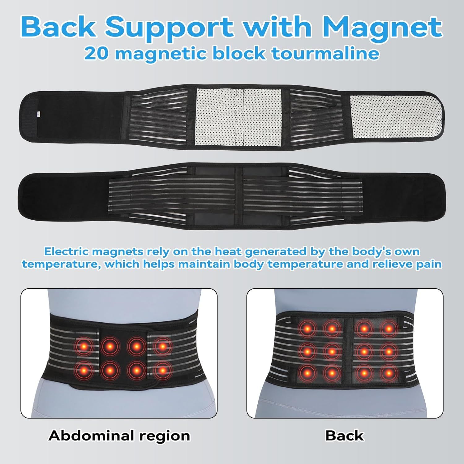 Back Support with Magnet, Tourmaline Magnetic Back Braces for Lower Back Pain Relief, Self Heating & Soothing Waist Band, Lumbar Support Belt for Herniated Disc/Sciatica (Medium) - Image 7