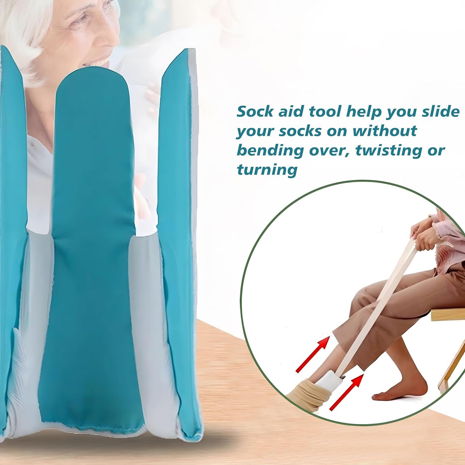 Sock Aid Device for Seniors, Sock Aids for Putting and Off Socks, Sock Helper for Pregnant Women and Disability, Easy On and Off Stocking Slider, Handicapped Avoid Bending Sock Assistant Device - Image 2