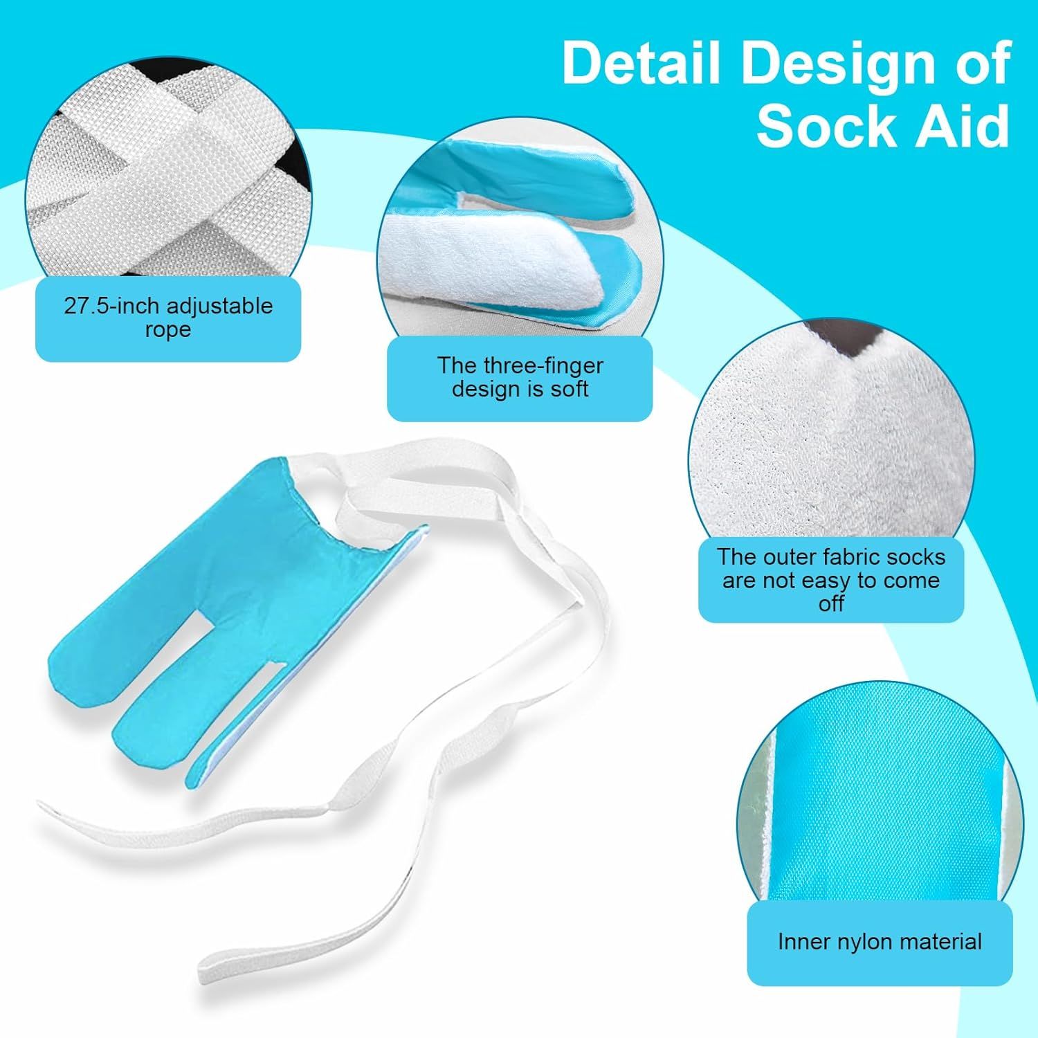 Sock Aid Device for Seniors, Sock Aids for Putting and Off Socks, Sock Helper for Pregnant Women and Disability, Easy On and Off Stocking Slider, Handicapped Avoid Bending Sock Assistant Device - Image 4