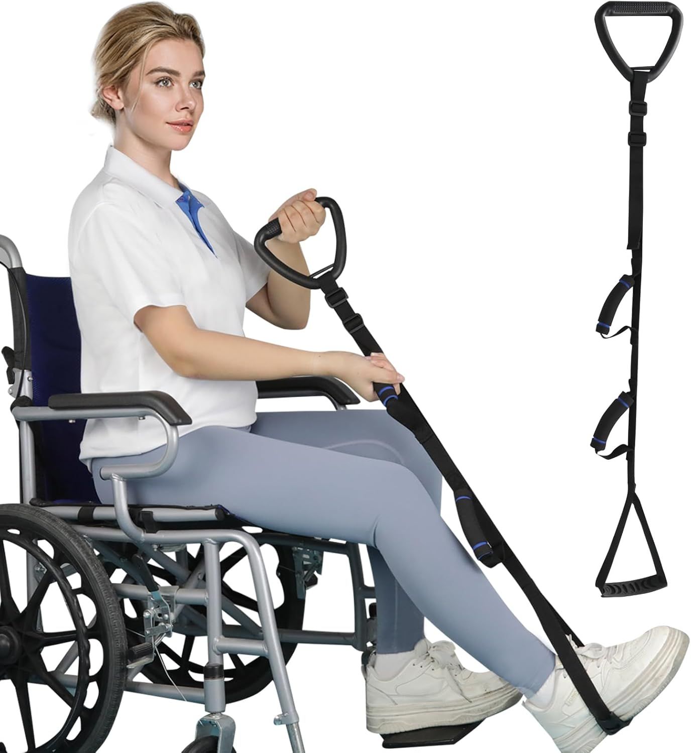 Long Leg Lifter, Leg Lifter Strap Rigid with Large Foot Loop, Legs Strap Lift for Get in and Out of Bed,Car,Wheelchair for Disables and Elderly，Foot Straps，Legs Aid Lift aids (25.5in-56in) - Image 1