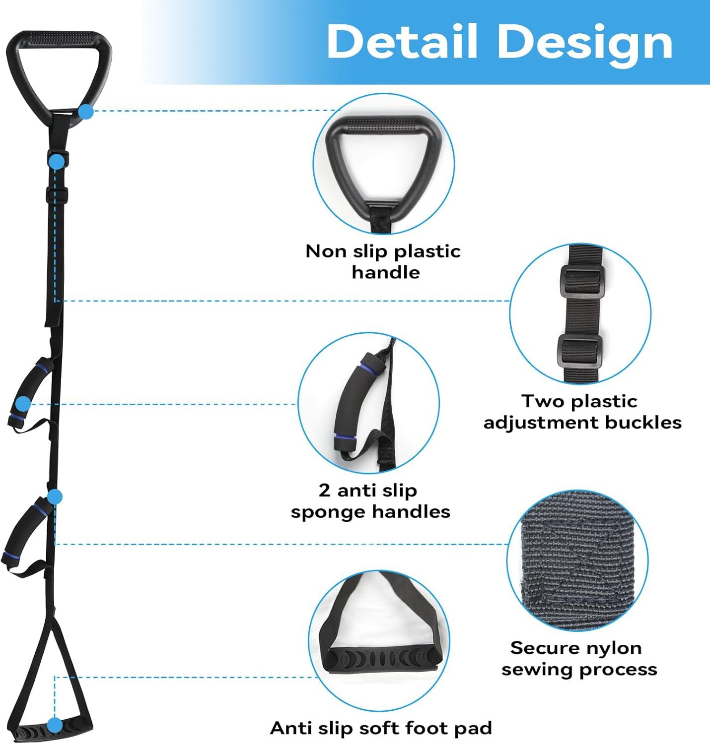 Long Leg Lifter, Leg Lifter Strap Rigid with Large Foot Loop, Legs Strap Lift for Get in and Out of Bed,Car,Wheelchair for Disables and Elderly，Foot Straps，Legs Aid Lift aids (25.5in-56in) - Image 5