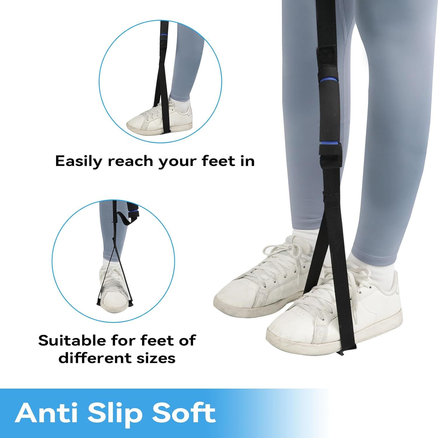 Long Leg Lifter, Leg Lifter Strap Rigid with Large Foot Loop, Legs Strap Lift for Get in and Out of Bed,Car,Wheelchair for Disables and Elderly，Foot Straps，Legs Aid Lift aids (25.5in-56in) - Image 6