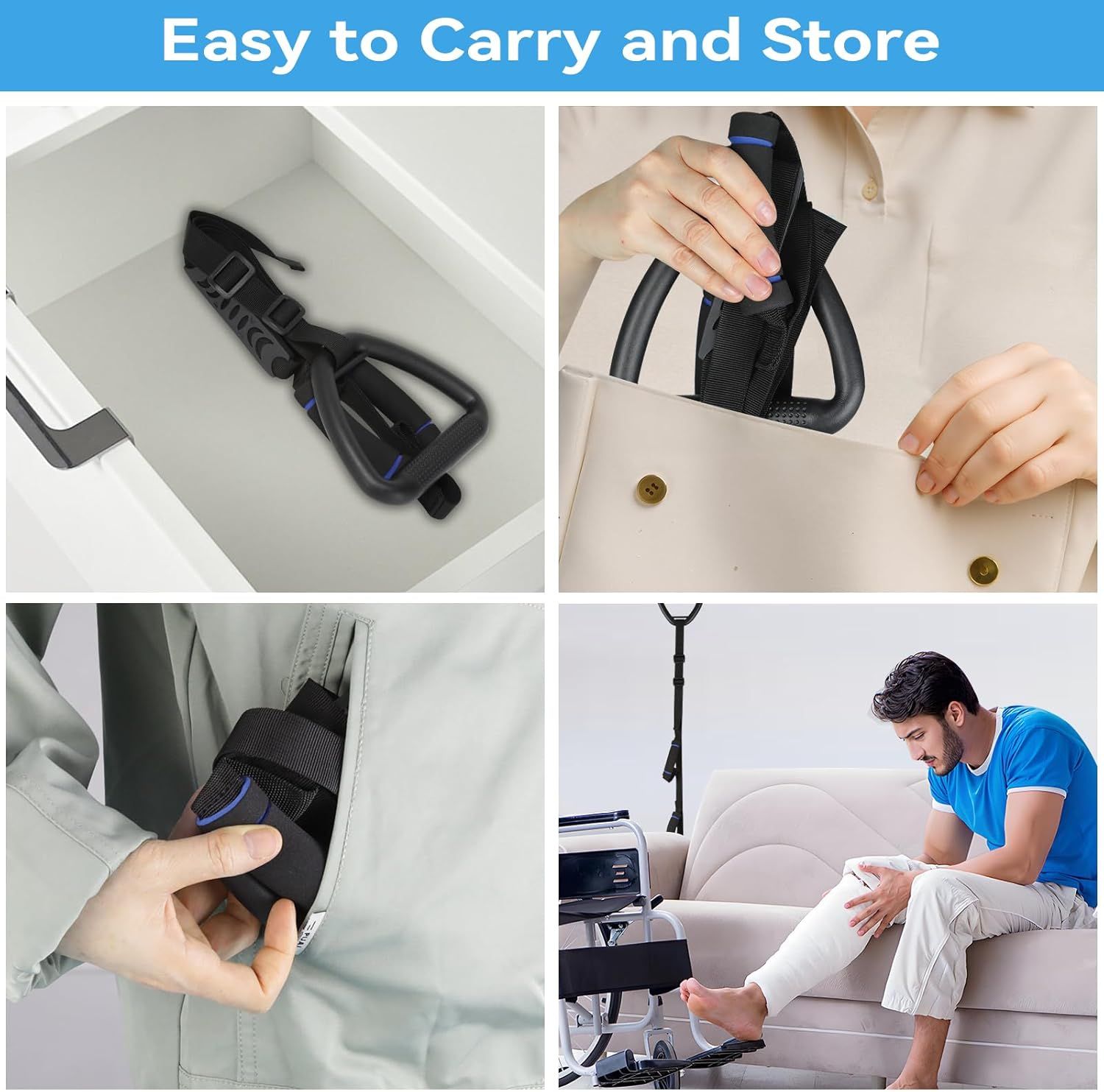 Long Leg Lifter, Leg Lifter Strap Rigid with Large Foot Loop, Legs Strap Lift for Get in and Out of Bed,Car,Wheelchair for Disables and Elderly，Foot Straps，Legs Aid Lift aids (25.5in-56in) - Image 8