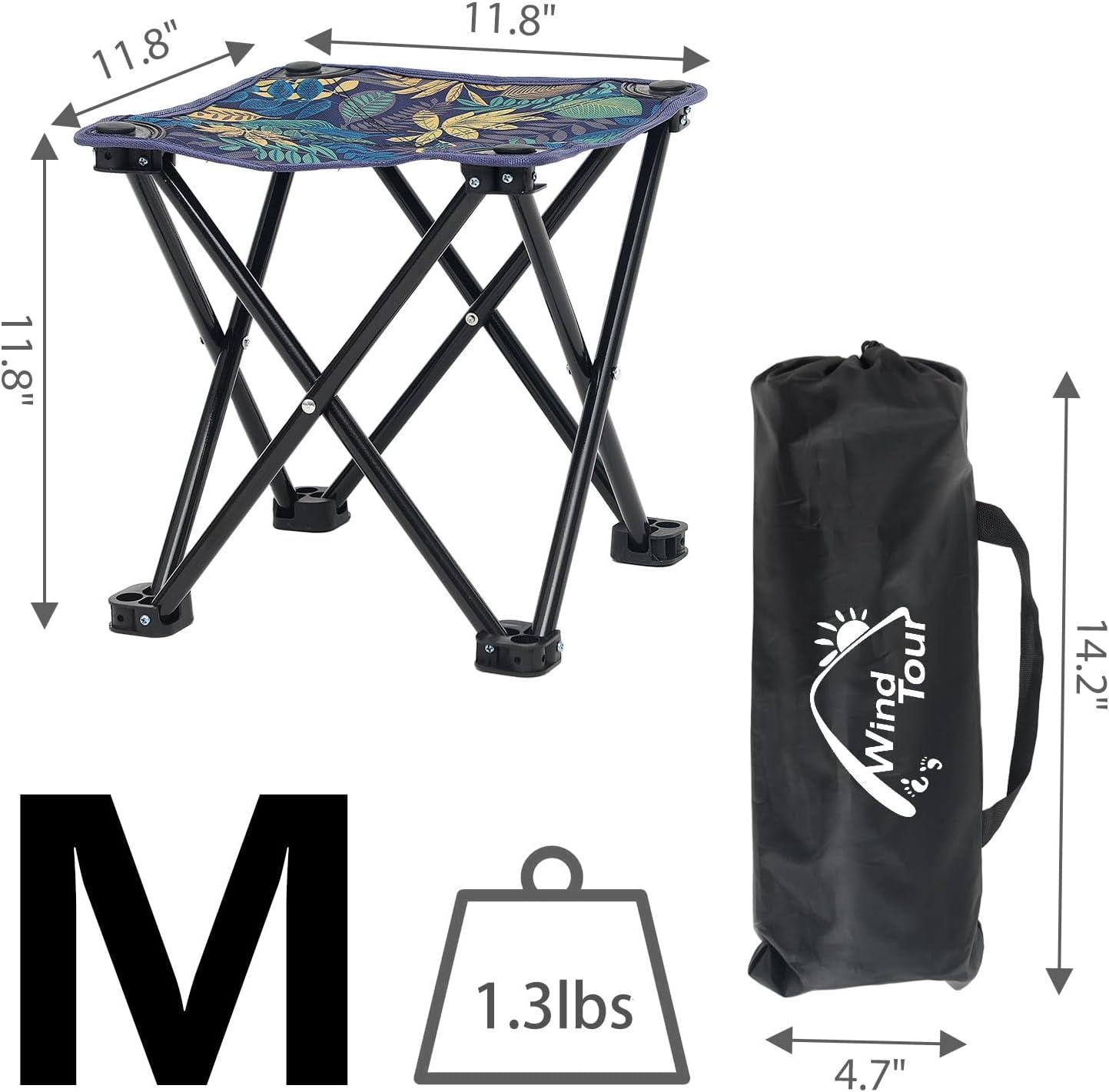 Portable Folding Camping Stool Outdoor Camping Lightweight Samll Chair for Fishing Hiking Gardening and Beach with Carry Bag (Medium Blue -1) - Image 3