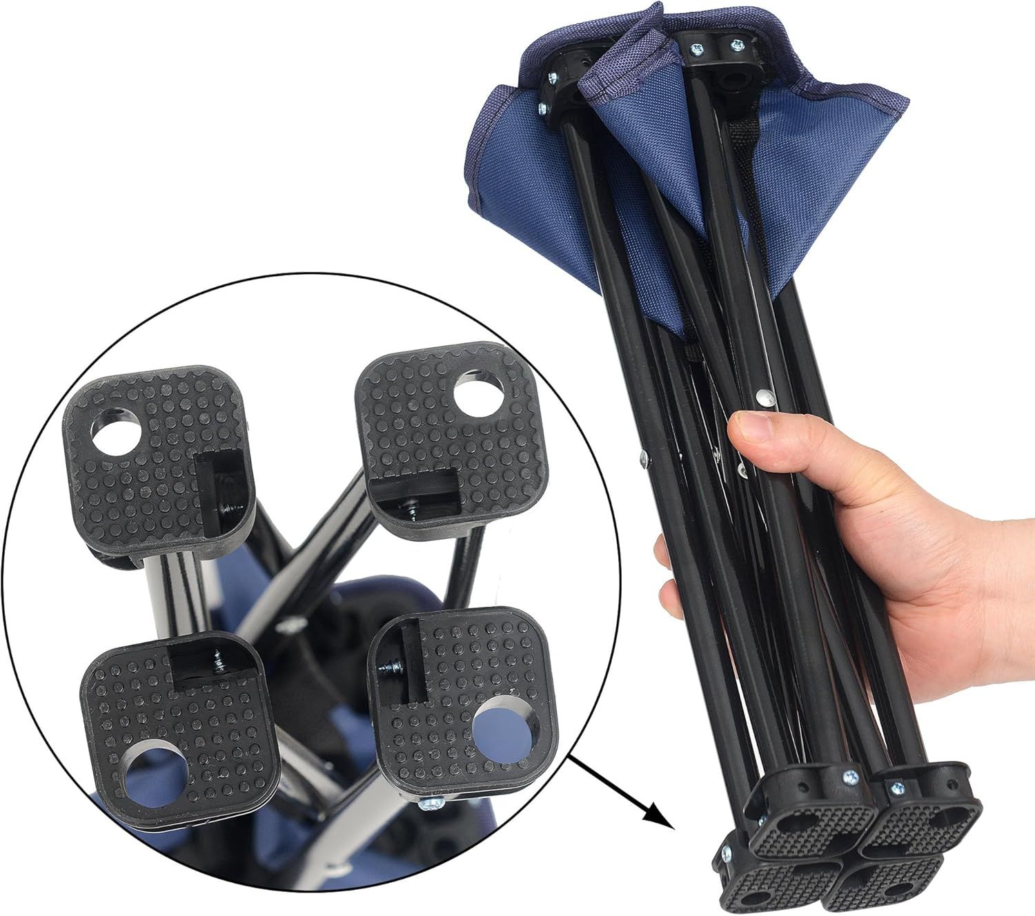 Portable Folding Camping Stool Outdoor Camping Lightweight Samll Chair for Fishing Hiking Gardening and Beach with Carry Bag (Medium Blue -1) - Image 5
