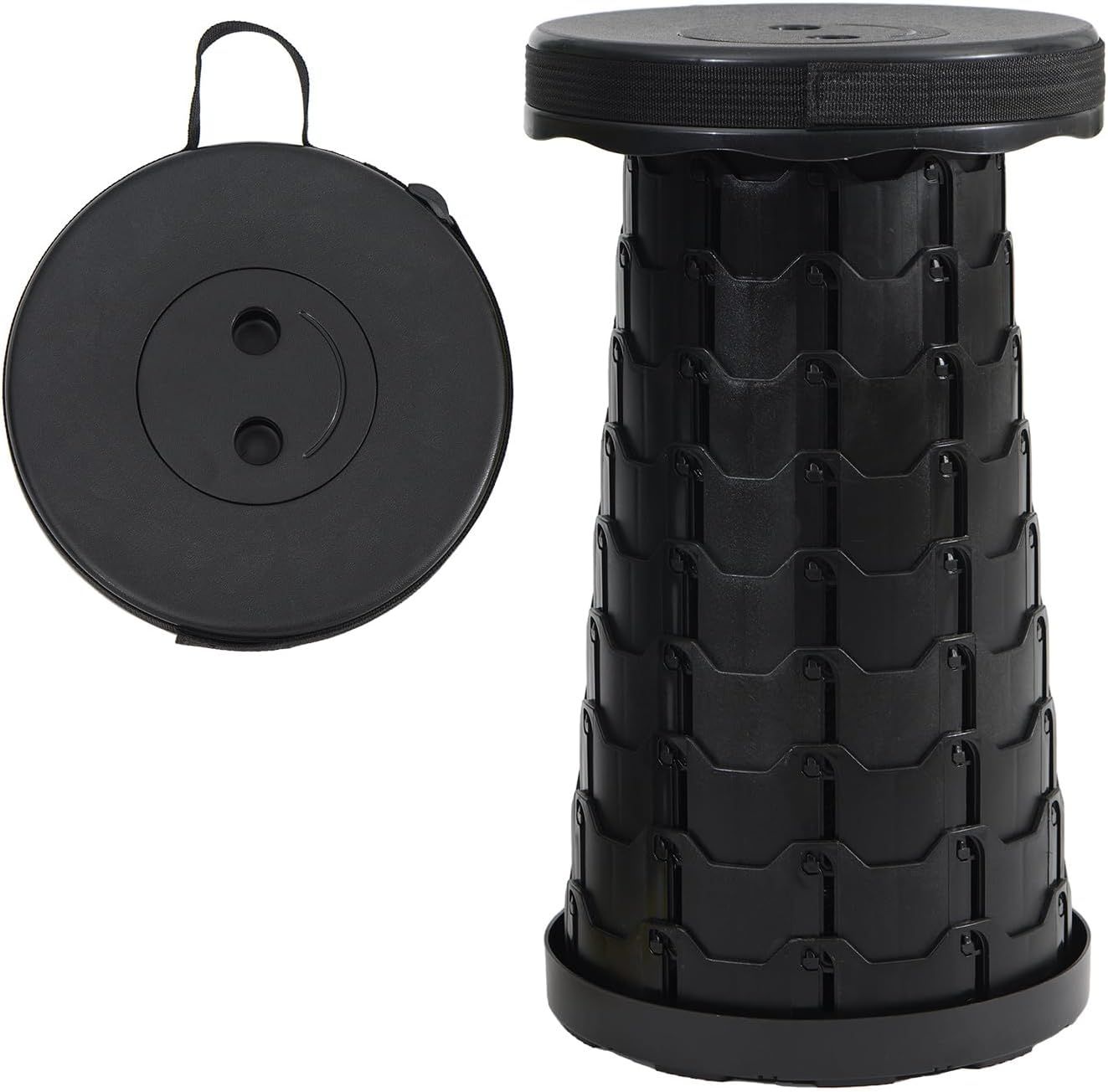 Portable Telescoping Foldable Stool - Lightweight, Outdoor Essential for Camping, Picnicking, Park Leisure, Fishing, Hiking & BBQ (Black) - Image 1