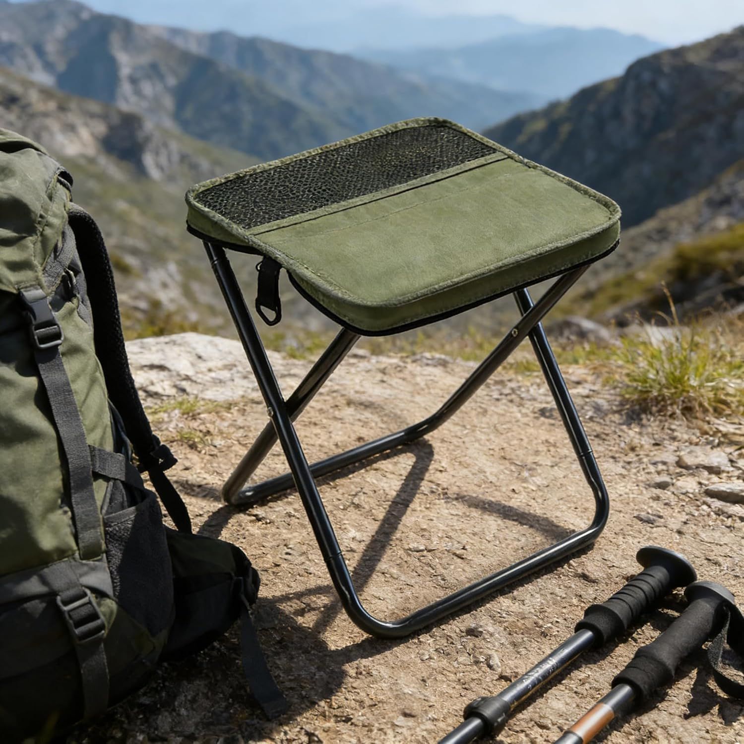 Outdoor Backpack Folding Stool, Pencil Case Stool, Portable Lightweight Camping Gear, Sports Folding Chair, Handbag Stool（Crossbody Bag Stool | Black） - Image 4