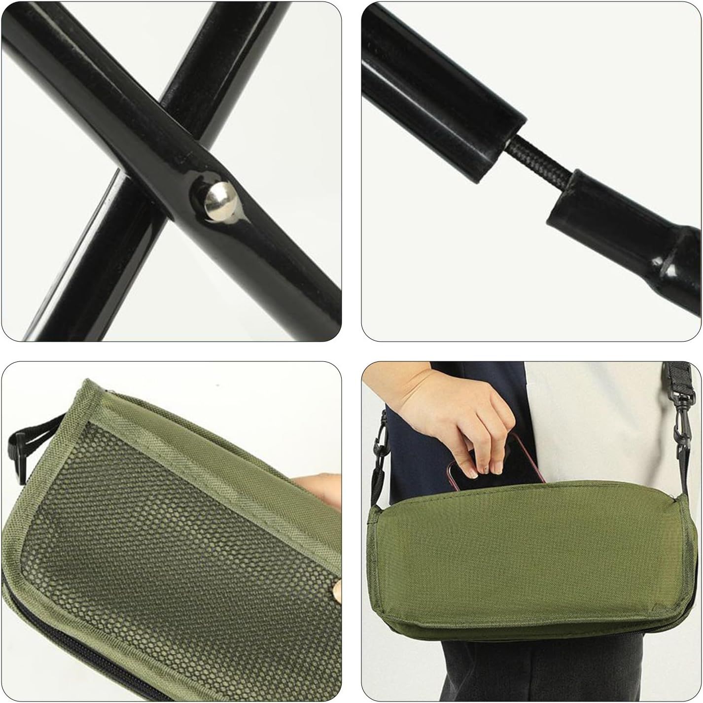 Outdoor Backpack Folding Stool, Pencil Case Stool, Portable Lightweight Camping Gear, Sports Folding Chair, Handbag Stool（Crossbody Bag Stool | Black） - Image 6