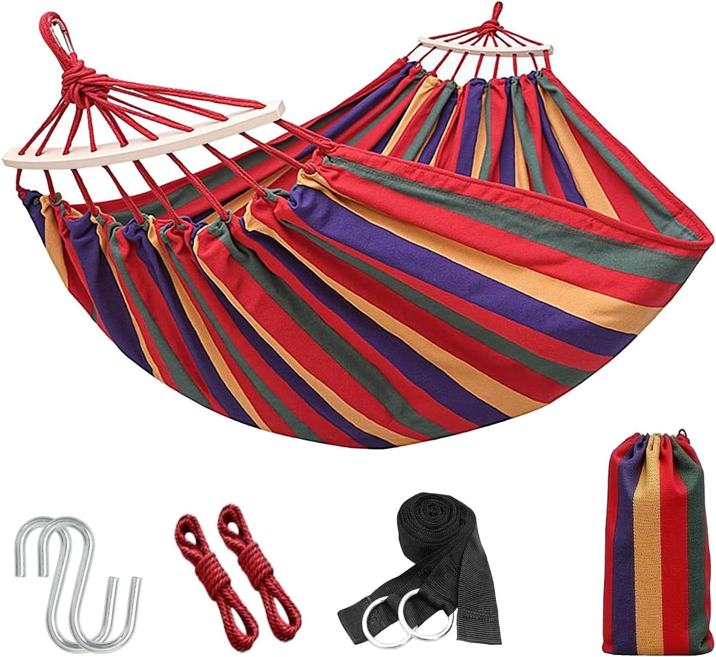 Portable Camping Hammock Lightweight Fabric Hammock for Backpacking, Beach, Patio, Backyard, Outdoor (Red) - Image 1