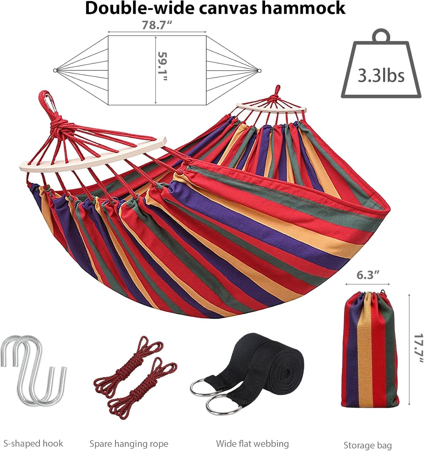 Portable Camping Hammock Lightweight Fabric Hammock for Backpacking, Beach, Patio, Backyard, Outdoor (Red) - Image 3