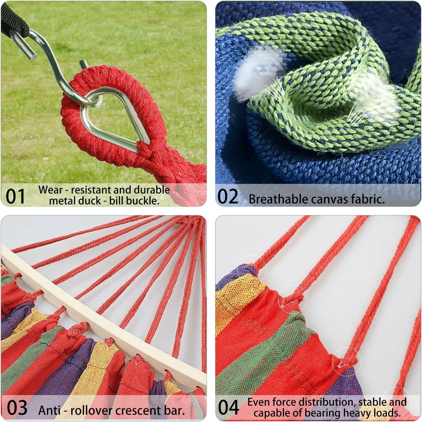 Portable Camping Hammock Lightweight Fabric Hammock for Backpacking, Beach, Patio, Backyard, Outdoor (Red) - Image 4