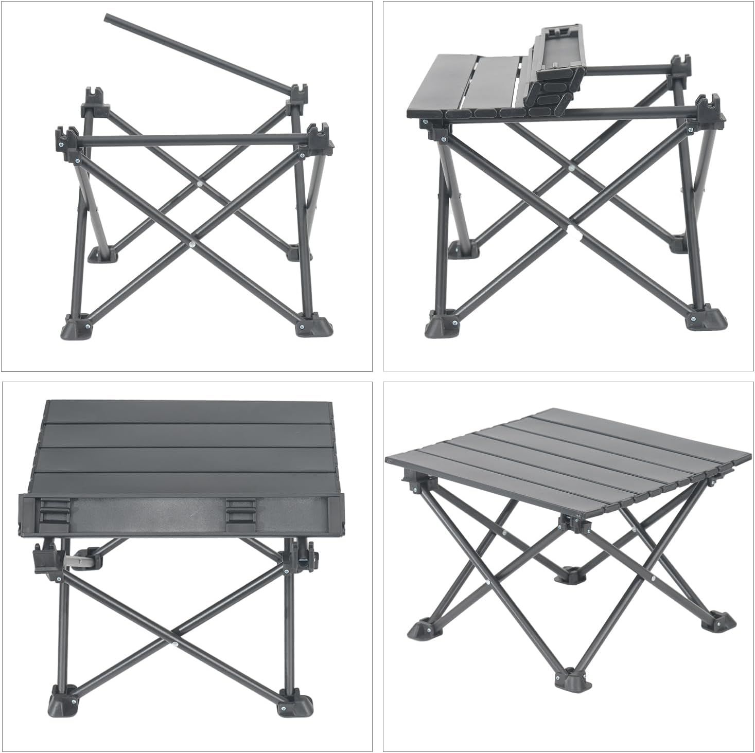 Roll-Up Camping Table, 4-Person Lightweight Portable Outdoor Table with Carry Bag for Picnics BBQ Travel (15.7”x13.7”x11” Black) - Image 4
