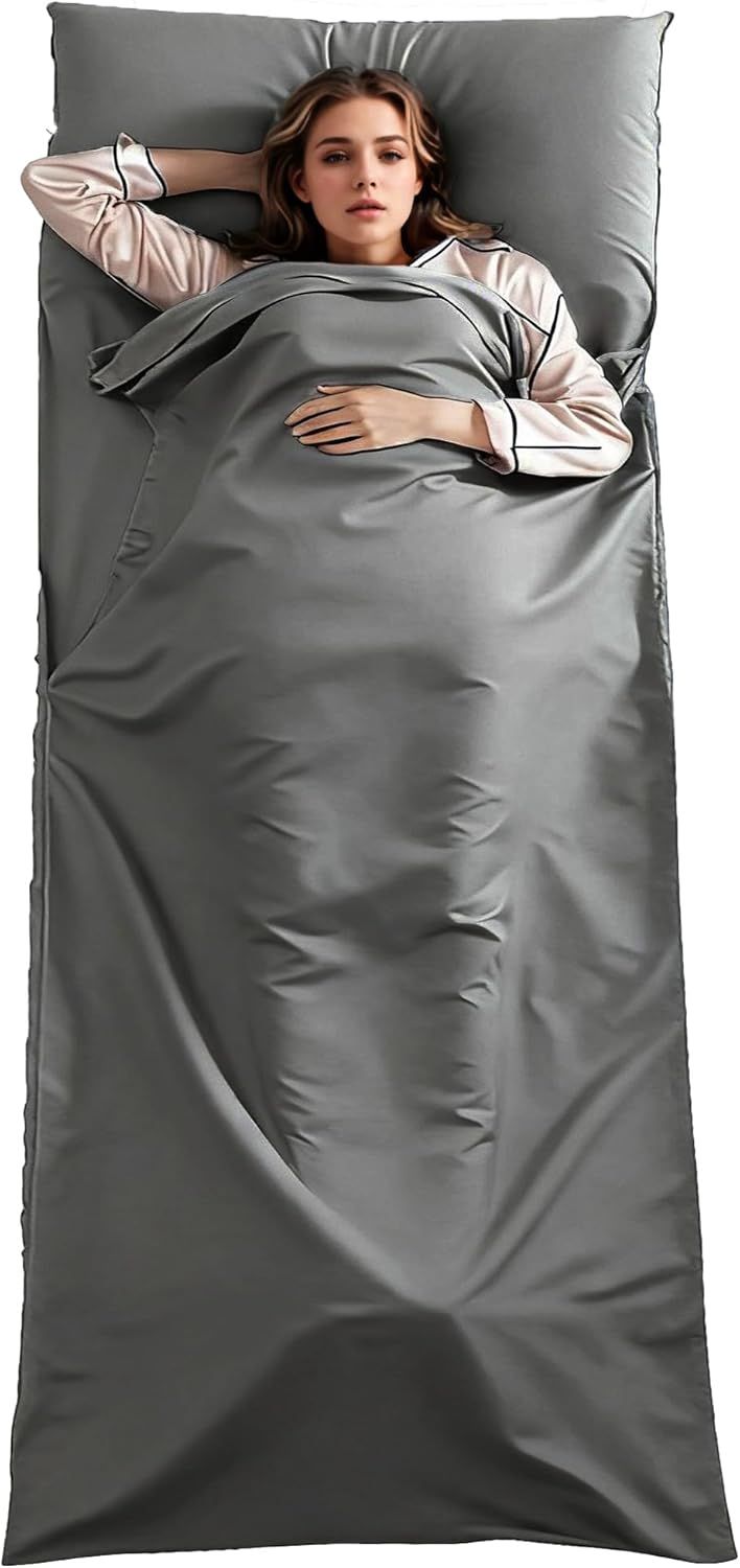 Sleeping Bag Liner Adult Sleep Sack Lightweight Portable Travel Sheets for Hotel Double Sleeping Bag Liners for Camping Backpacking Hotels - Image 1