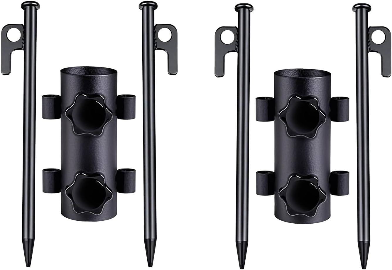 Portable Tent Holder Camping Tent Pole Holder Comes with 4 Ground Nails Tent Fixed Tube Pole Stand for Camping Fishing Hiking - Image 1