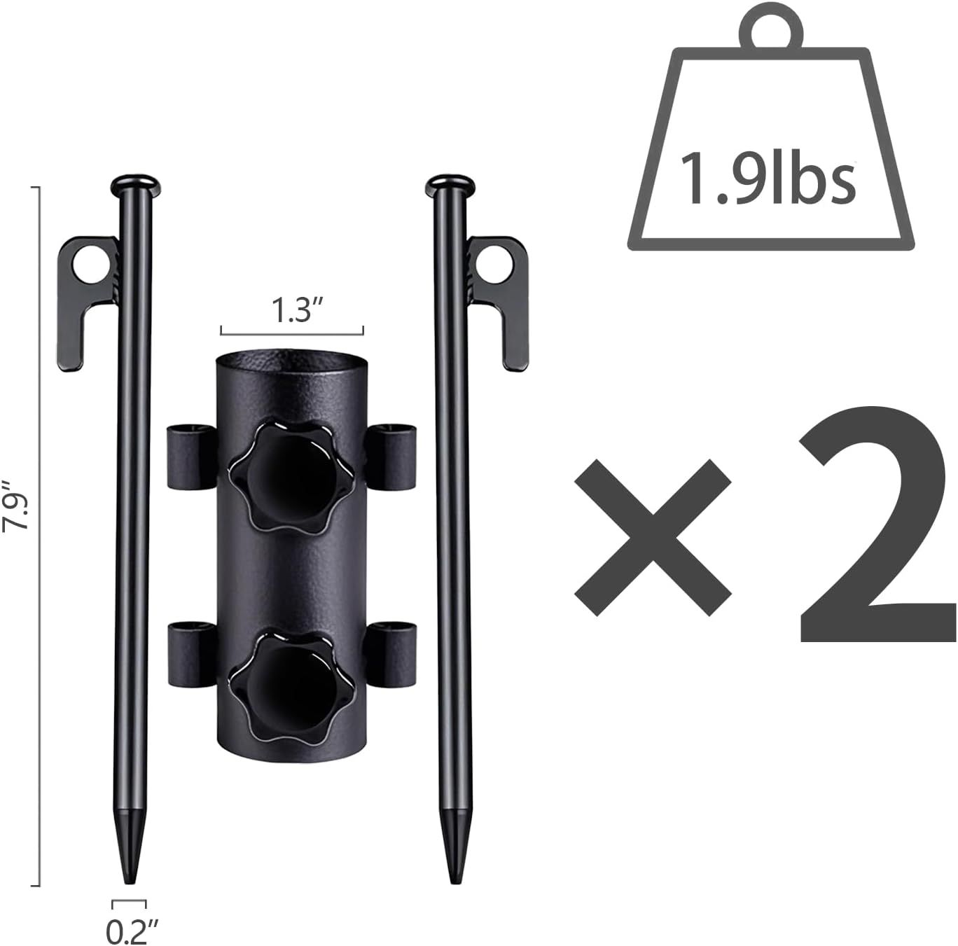 Portable Tent Holder Camping Tent Pole Holder Comes with 4 Ground Nails Tent Fixed Tube Pole Stand for Camping Fishing Hiking - Image 2