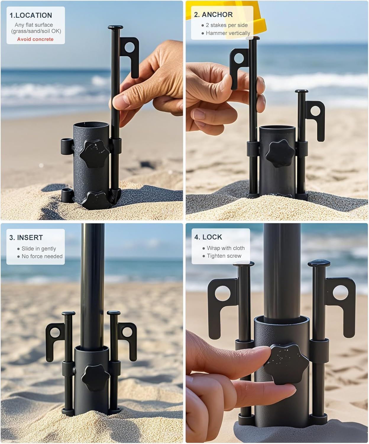Portable Tent Holder Camping Tent Pole Holder Comes with 4 Ground Nails Tent Fixed Tube Pole Stand for Camping Fishing Hiking - Image 6